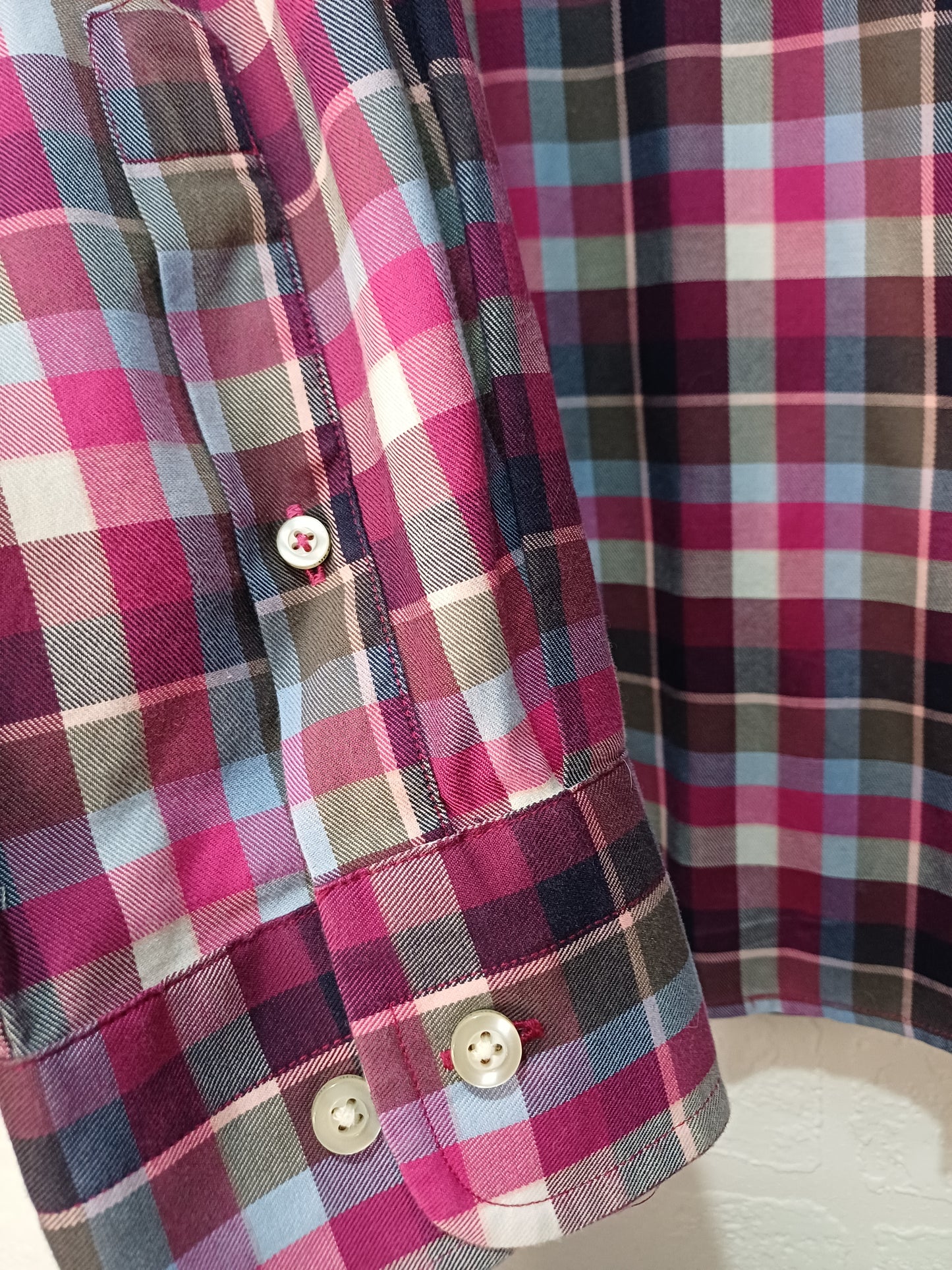 Blue Harbour Men's Pink Multi-Colour Checkered Luxury Cotton Twill Shirt XXL - Very Good Condition
