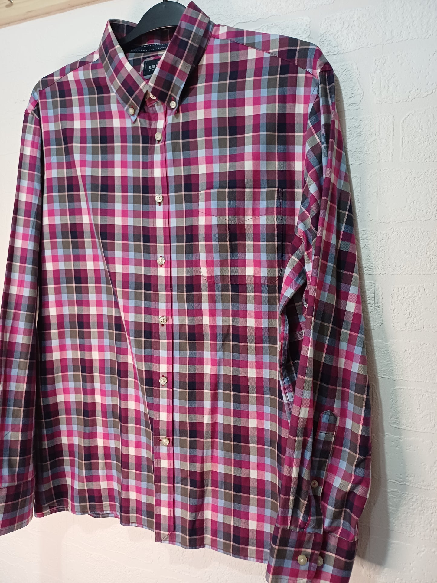 Blue Harbour Men's Pink Multi-Colour Checkered Luxury Cotton Twill Shirt XXL - Very Good Condition