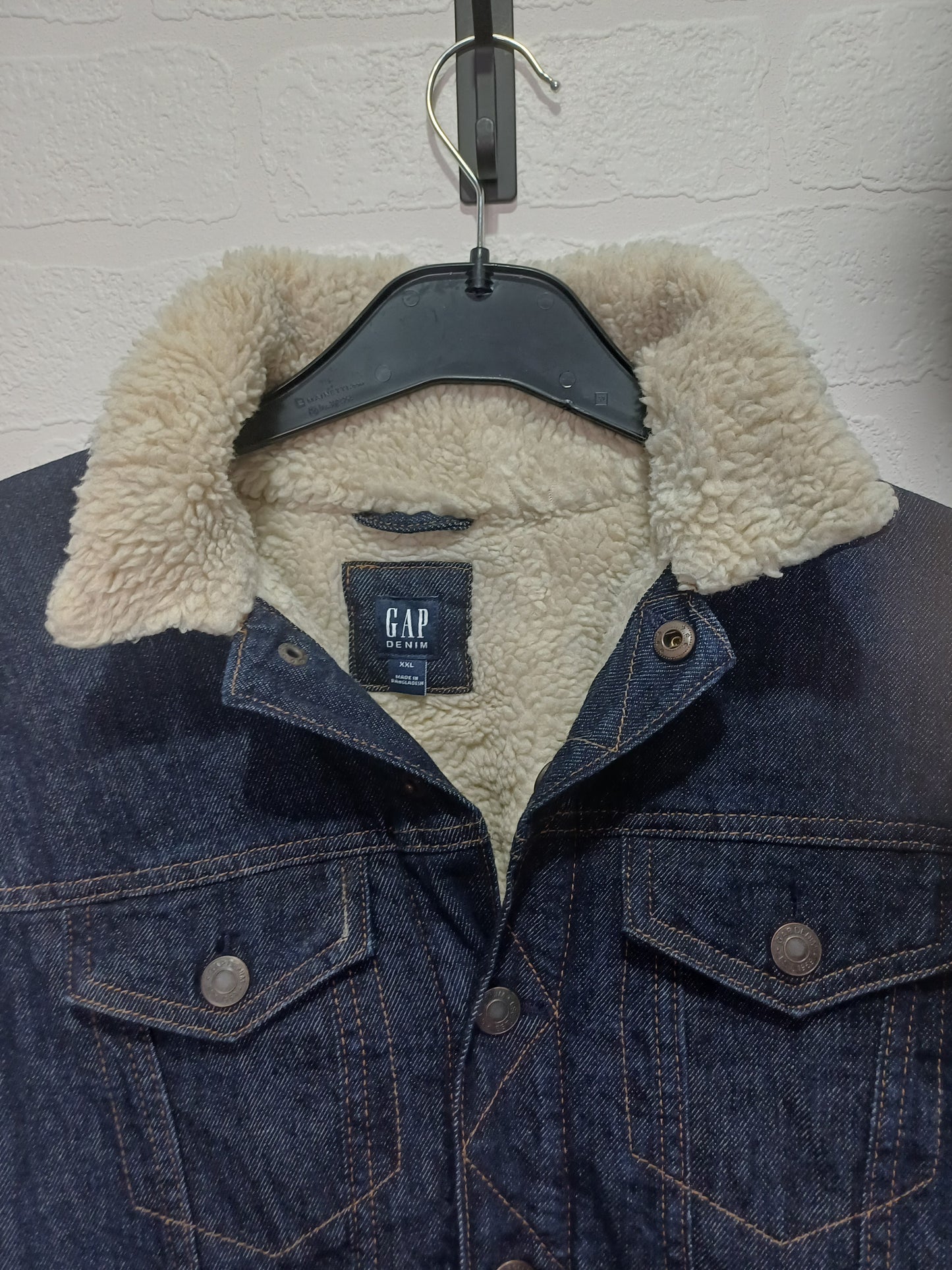 Women's Gap Denim Sherpa Jacket – Blue | XXL Fits XS