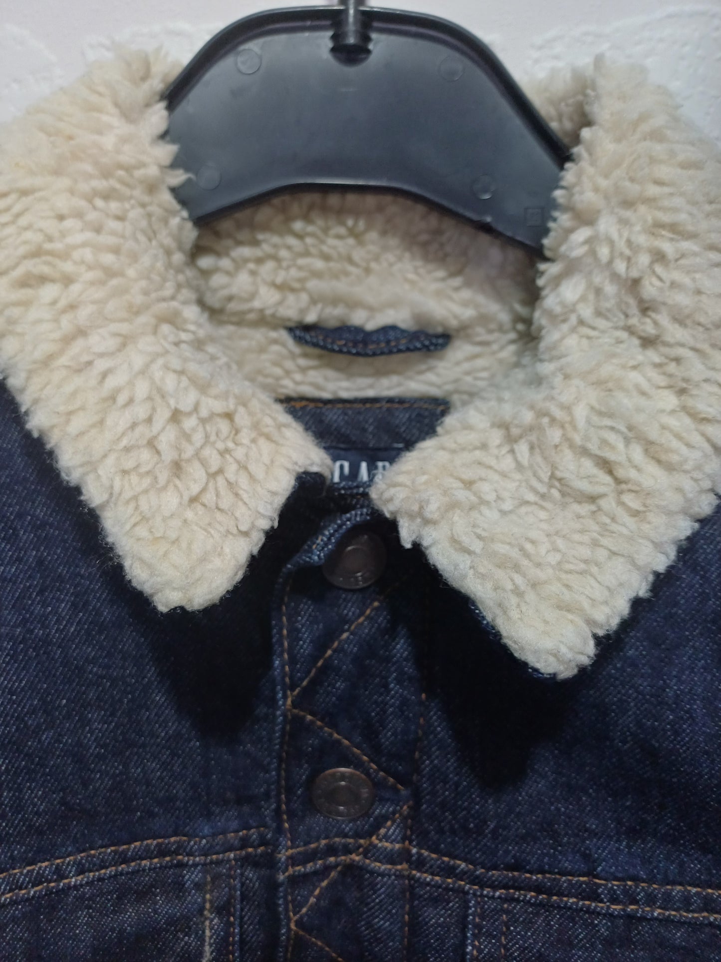 Women's Gap Denim Sherpa Jacket – Blue | XXL Fits XS