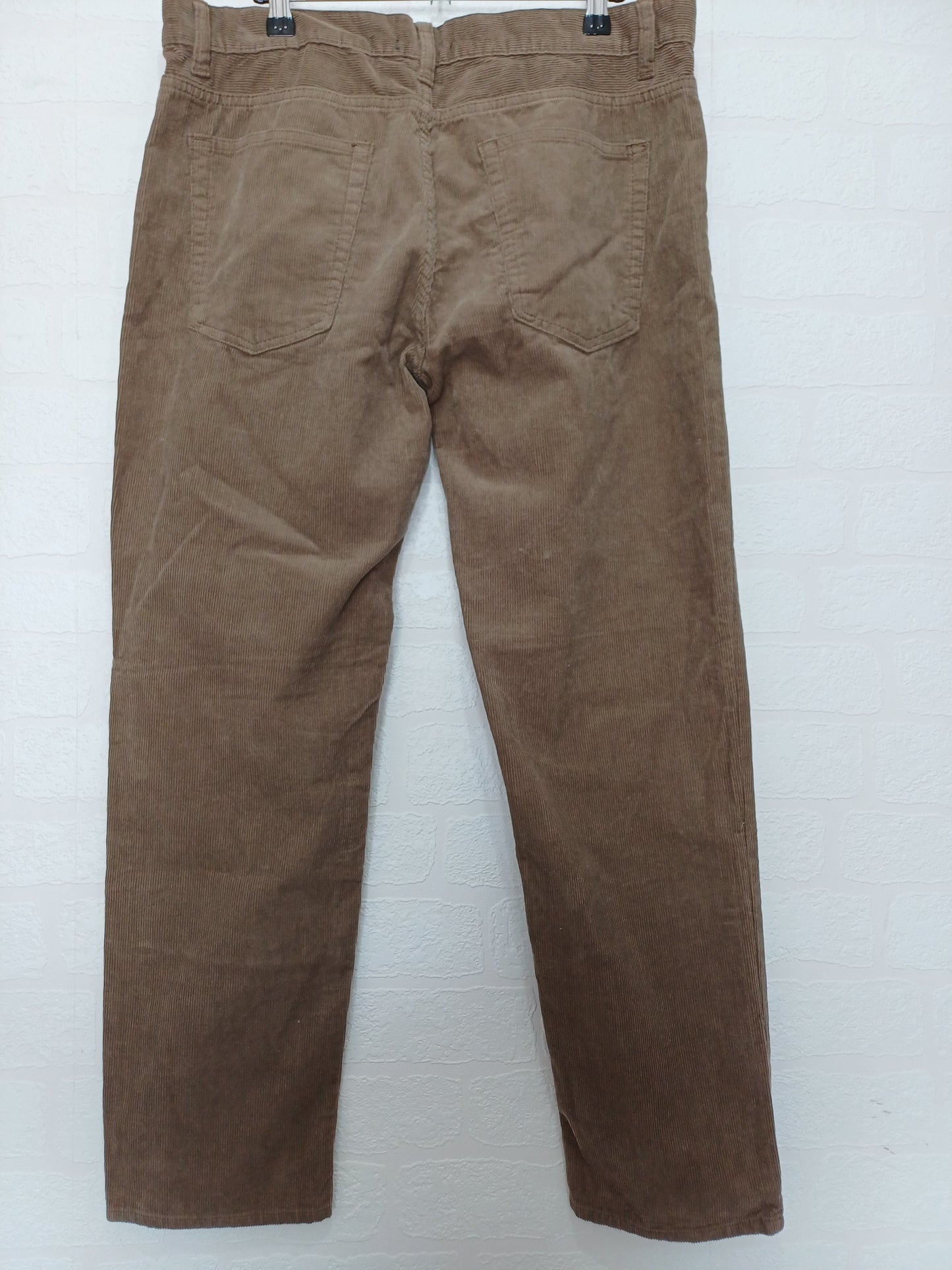 Men's Beige/Brown Corduroy Straight Fit Trousers - 34W 28L