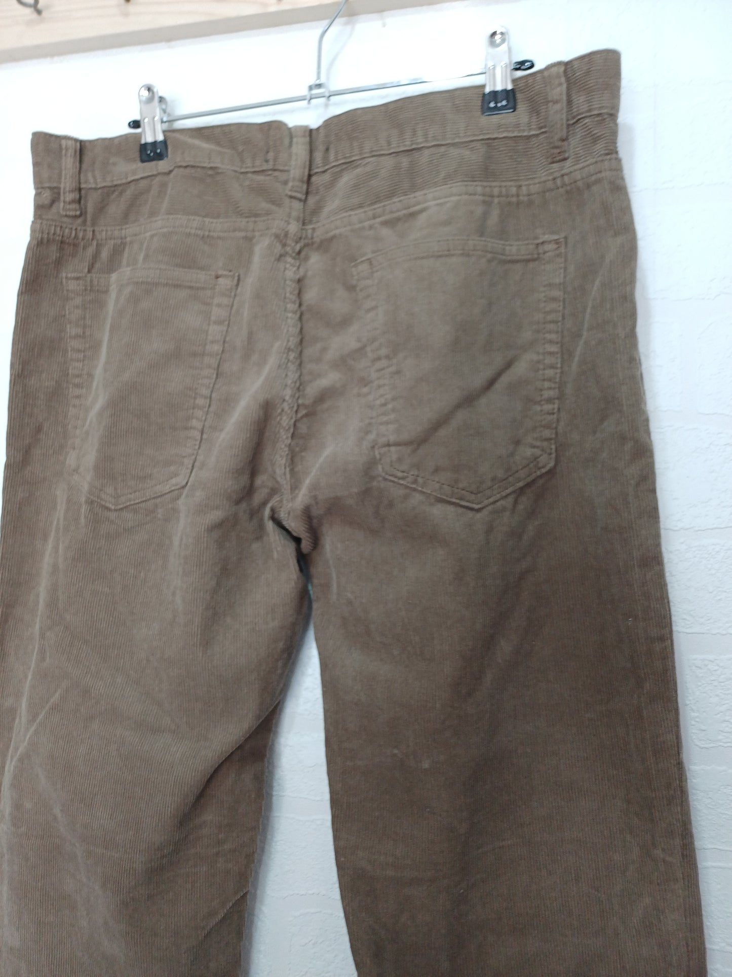 Men's Beige/Brown Corduroy Straight Fit Trousers - 34W 28L