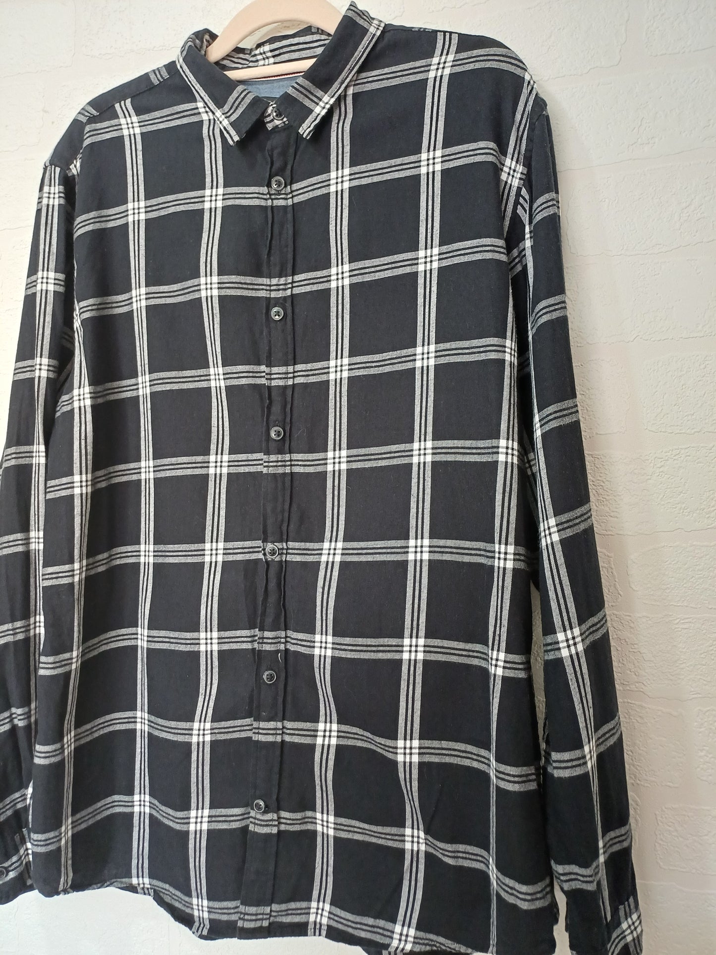 Jack & Jones Black & White Checked Shirt - Size L
