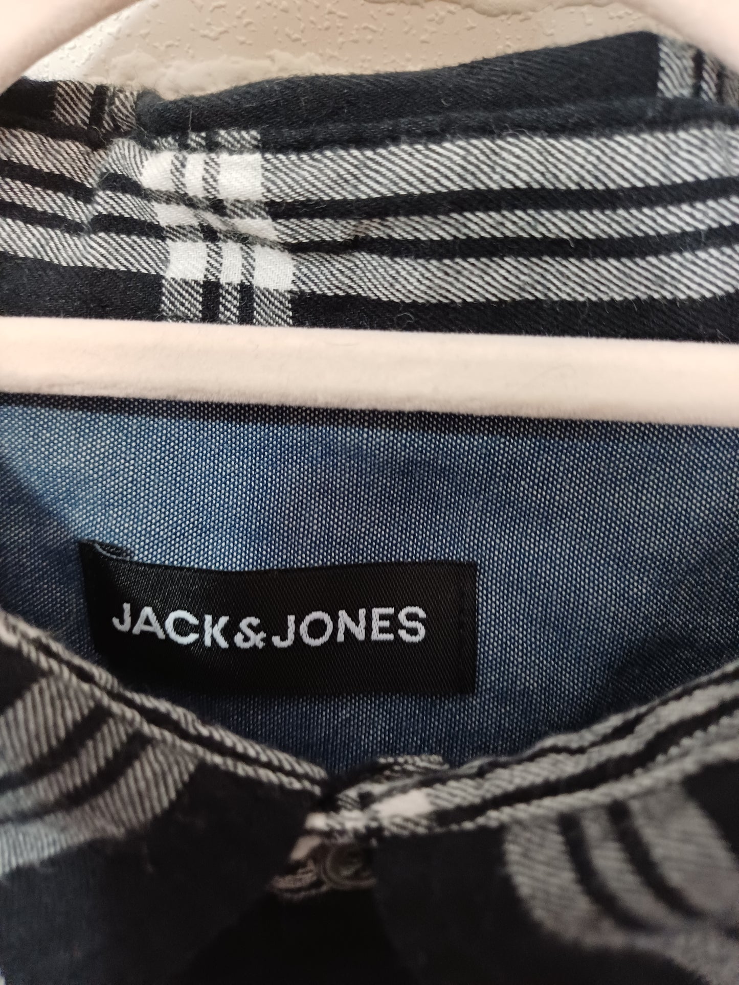 Jack & Jones Black & White Checked Shirt - Size L