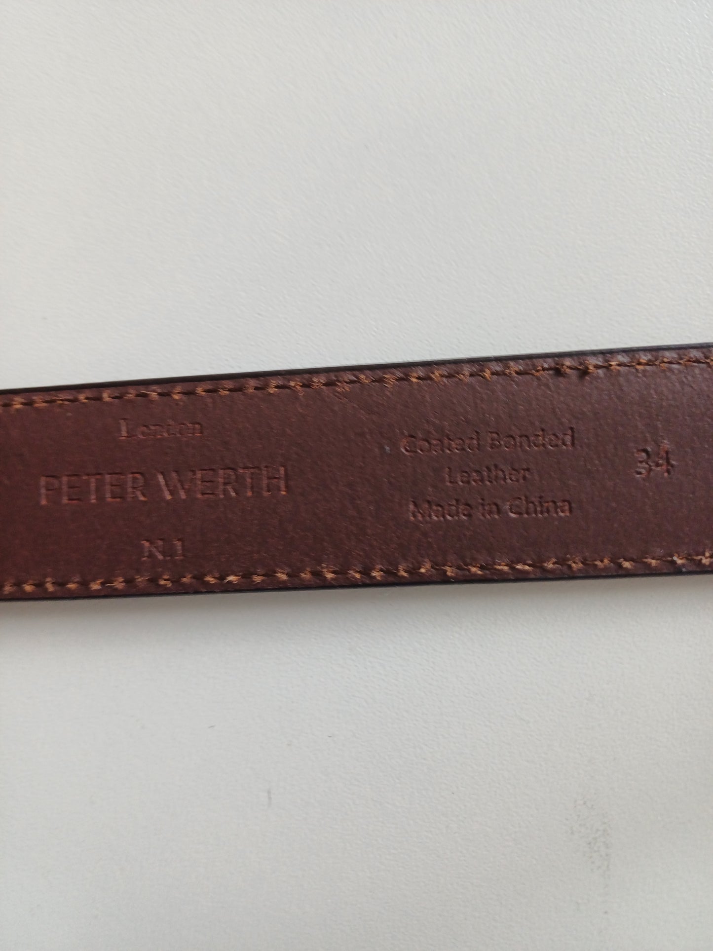 Peter Werth Coated Bonded Leather Dark Brown Belt 34 - Never Worn