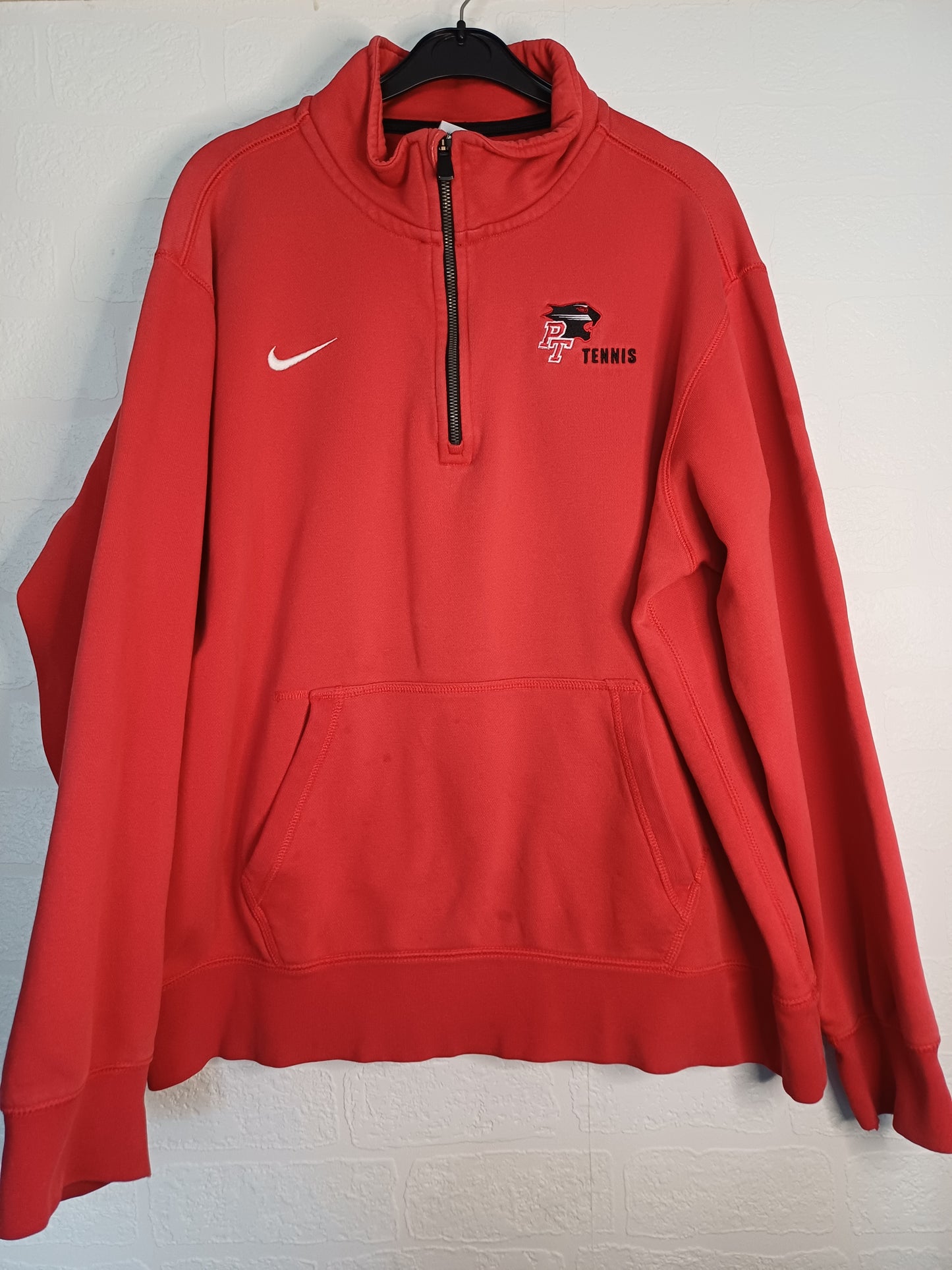 Nike Red 1/4 Zip Sweatshirt Large 24" PTP - Good Condition
