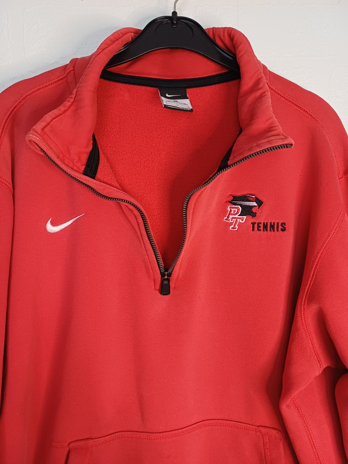Nike Red 1/4 Zip Sweatshirt Large 24" PTP - Good Condition