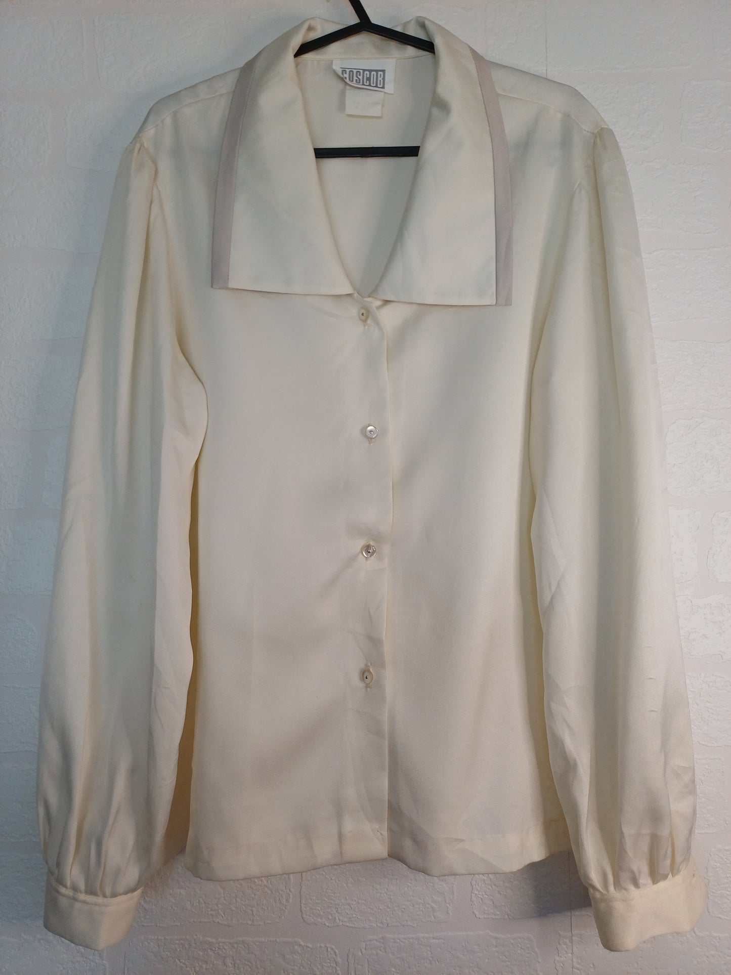 Coscob White Big Collar Blouse UK 10 21" PTP - Good Condition