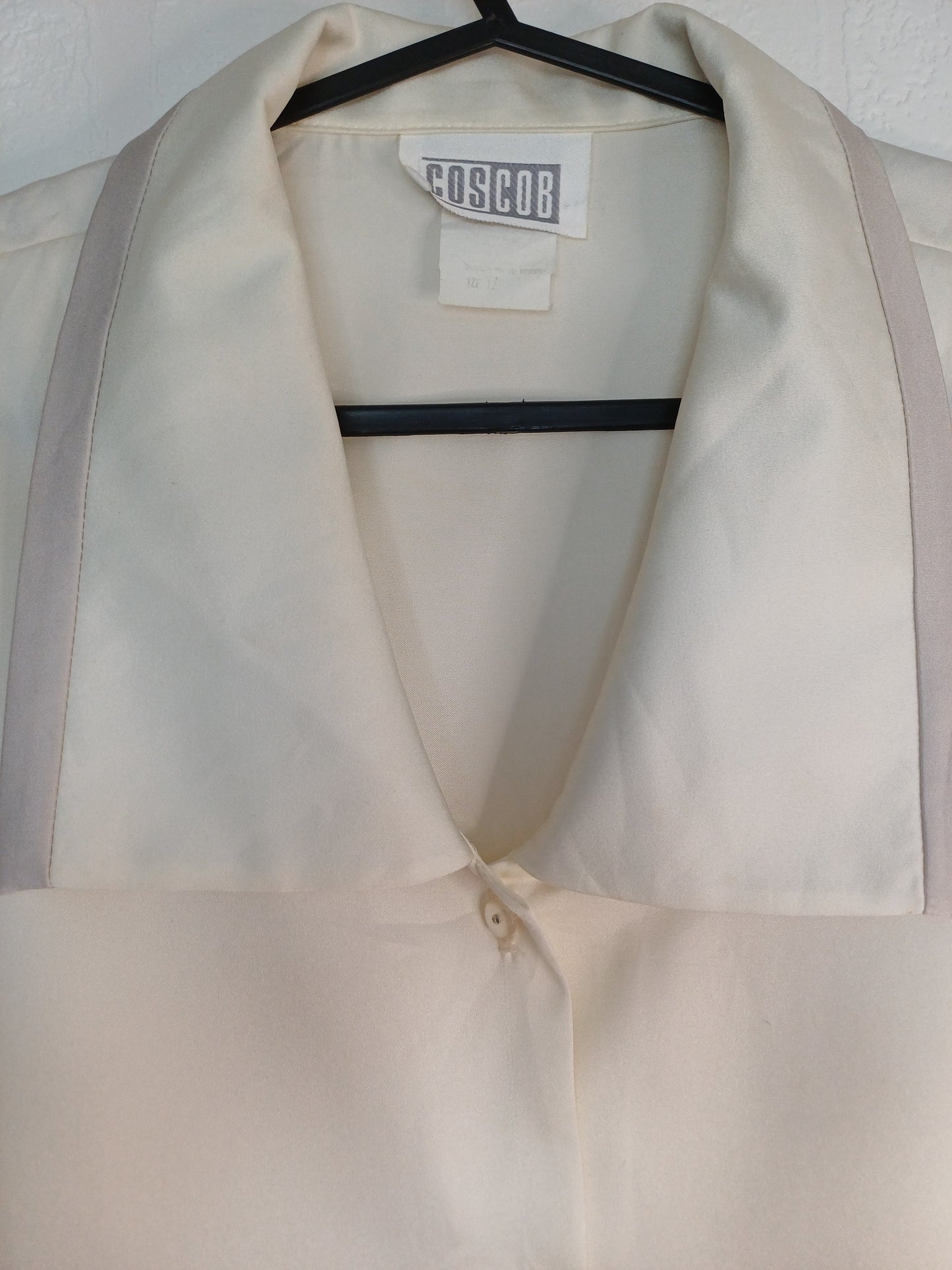 Coscob White Big Collar Blouse UK 10 21" PTP - Good Condition