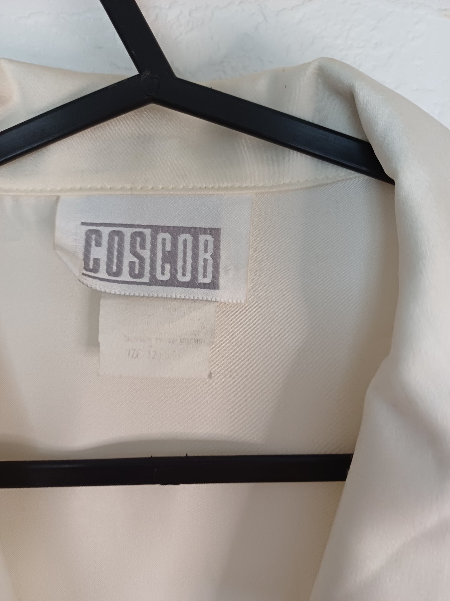 Coscob White Big Collar Blouse UK 10 21" PTP - Good Condition