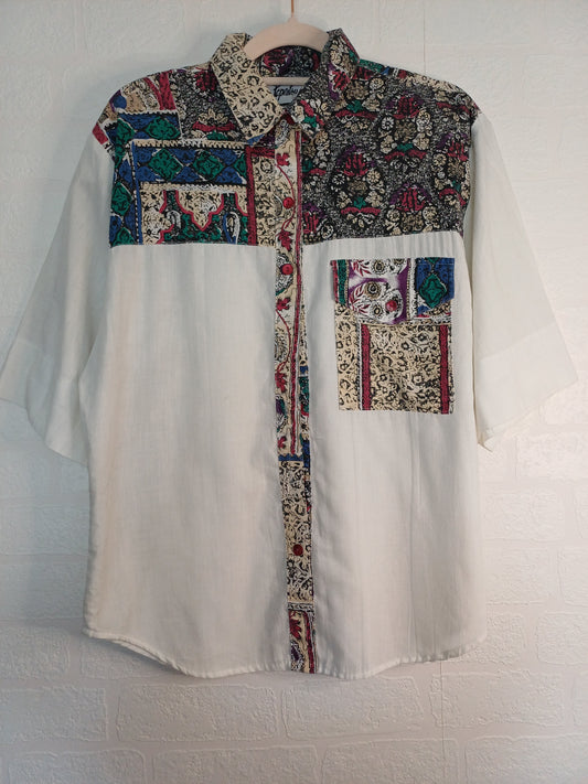 Tapestry Vintage White Patterned Blouse/Shirt – Approx UK 12-14 (21" PTP)