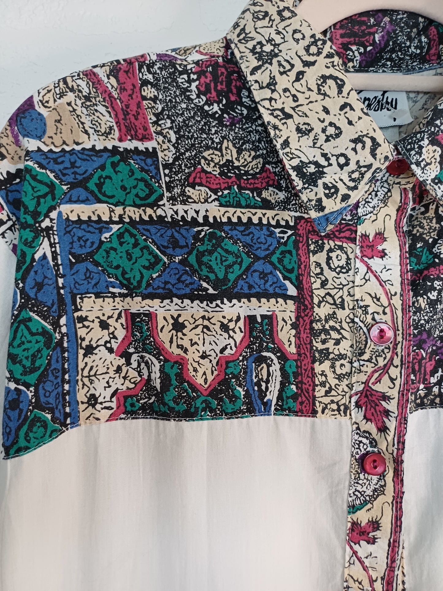 Tapestry Vintage White Patterned Blouse/Shirt – Approx UK 12-14 (21" PTP)