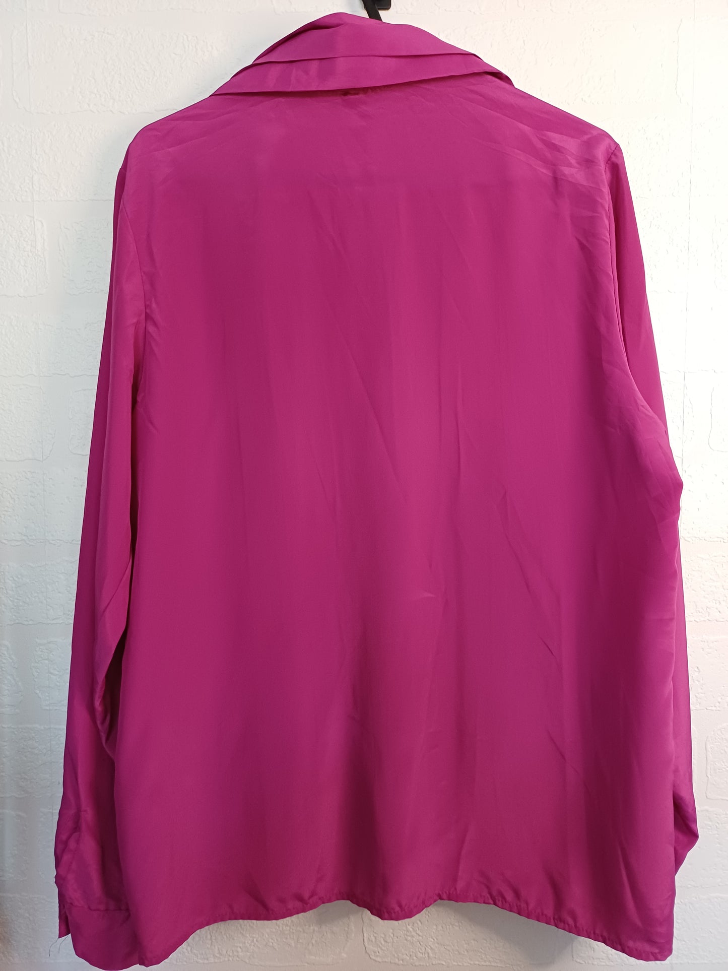 Rachael Vintage Bright Pink Pleated Front Blouse – Size 10 (80s/90s)