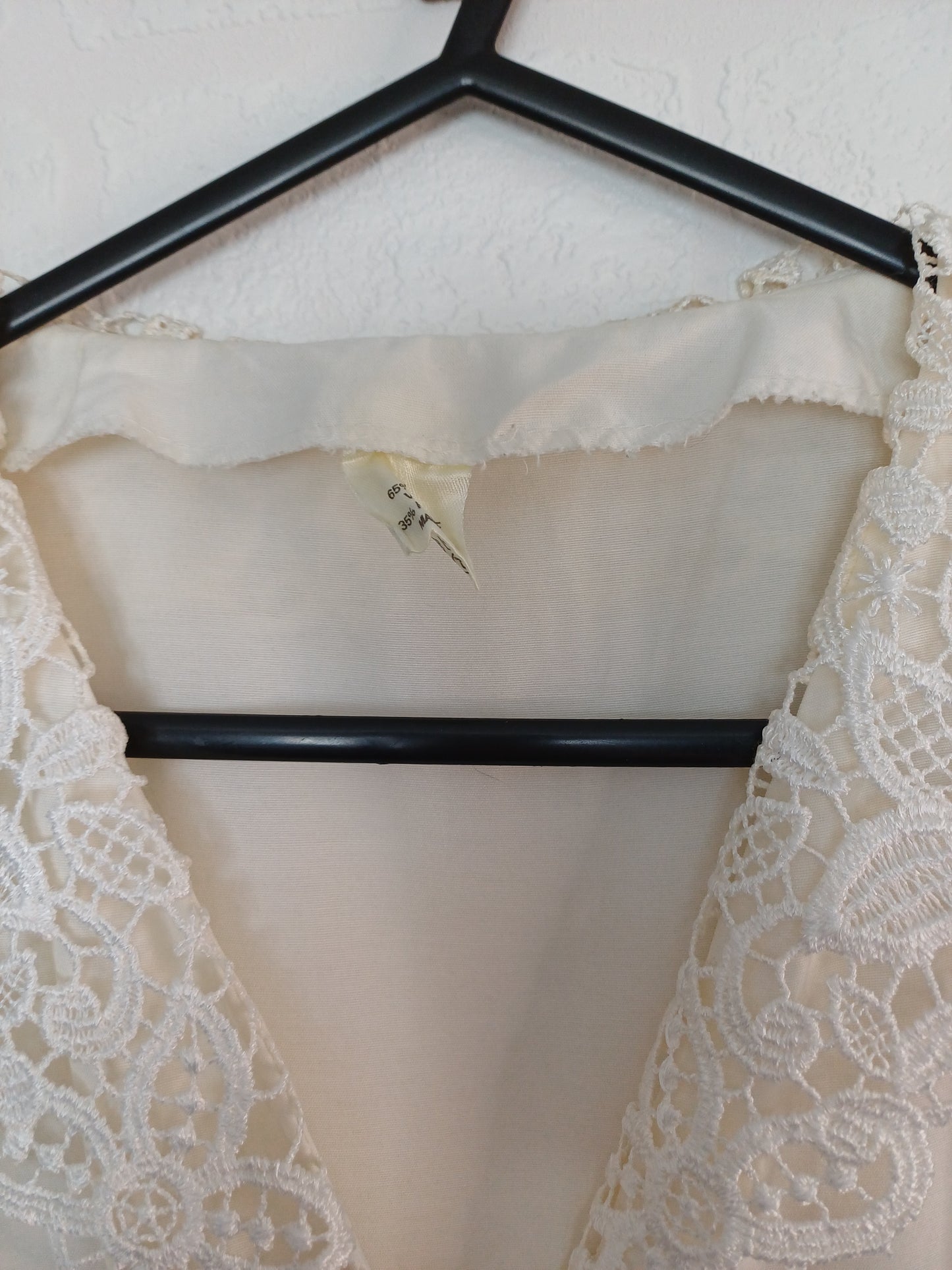 Unbranded White Vintage Blouse with Netting Collar – EU 44 / UK 16