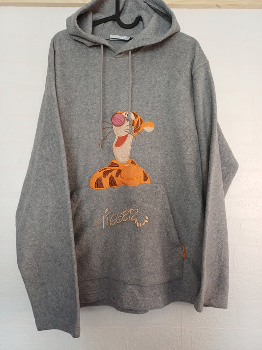 Disneyland Paris Grey Tigger Fleece Hoodie Medium 22" PTP - Good Condition