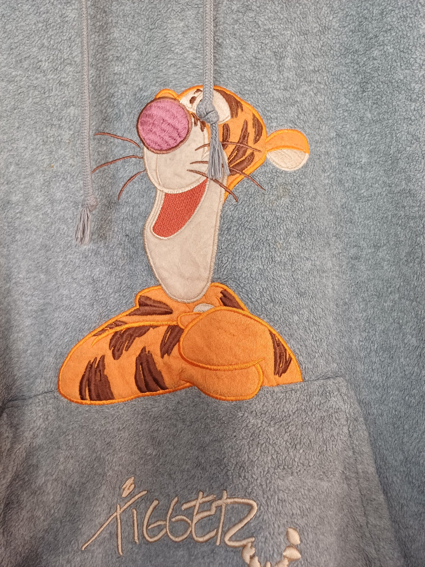 Disneyland Paris Grey Tigger Fleece Hoodie Medium 22" PTP - Good Condition