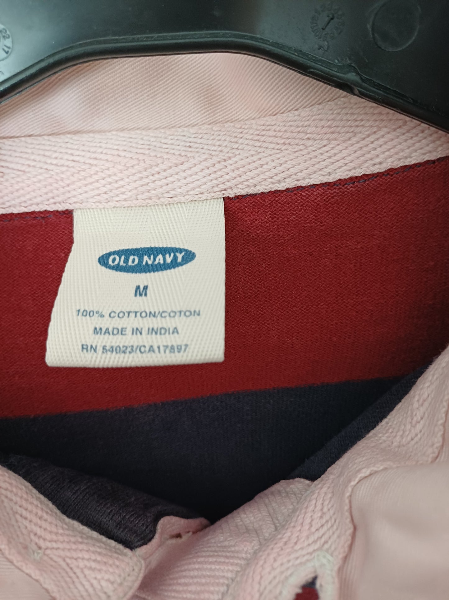 Old Navy Red and Navy Blue Rugby Shirt Medium 21" PTP - Good Condition