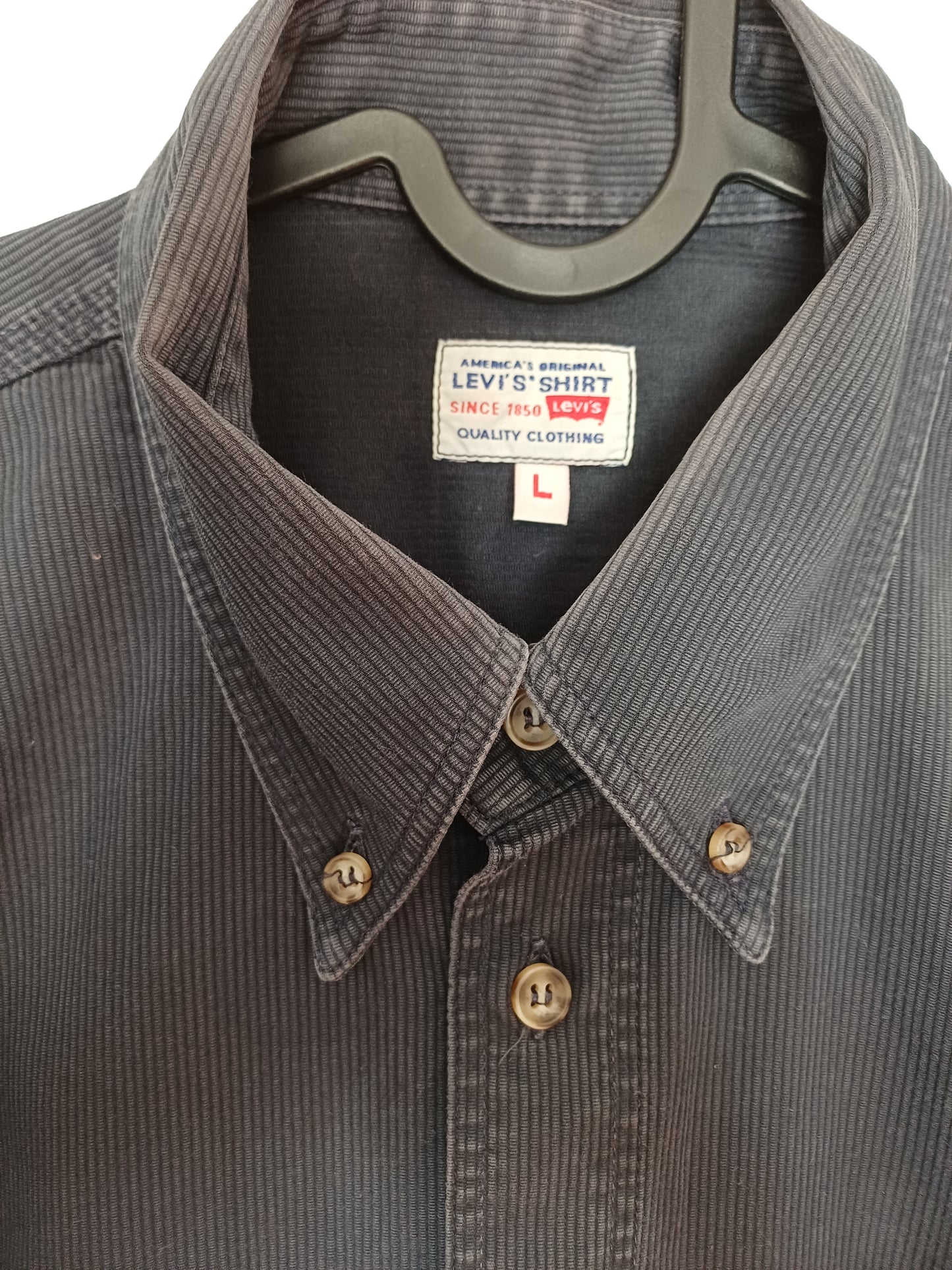 Navy Blue Cord Shirt Large 24" PTP - Good Condition