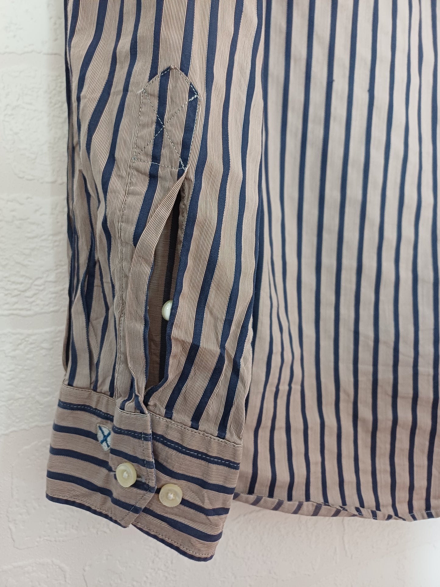 Barbour Light Purple and Beige Shirt Size R 23" PTP - Very Good Condition