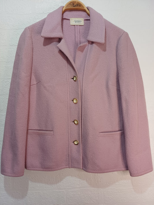 Gottstein Soft Pink Pure New Wool Jacket Size 12 20" PTP - Very Good Condition