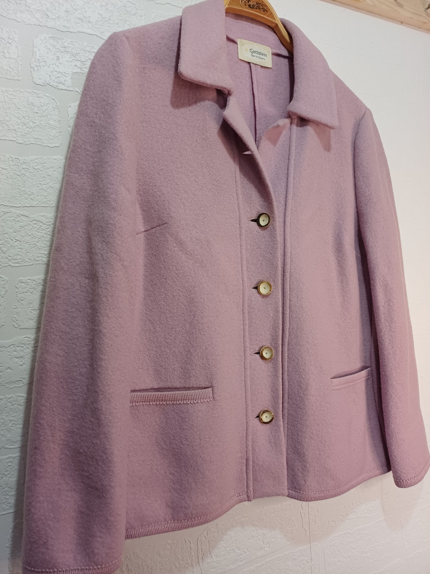 Gottstein Soft Pink Pure New Wool Jacket Size 12 20" PTP - Very Good Condition