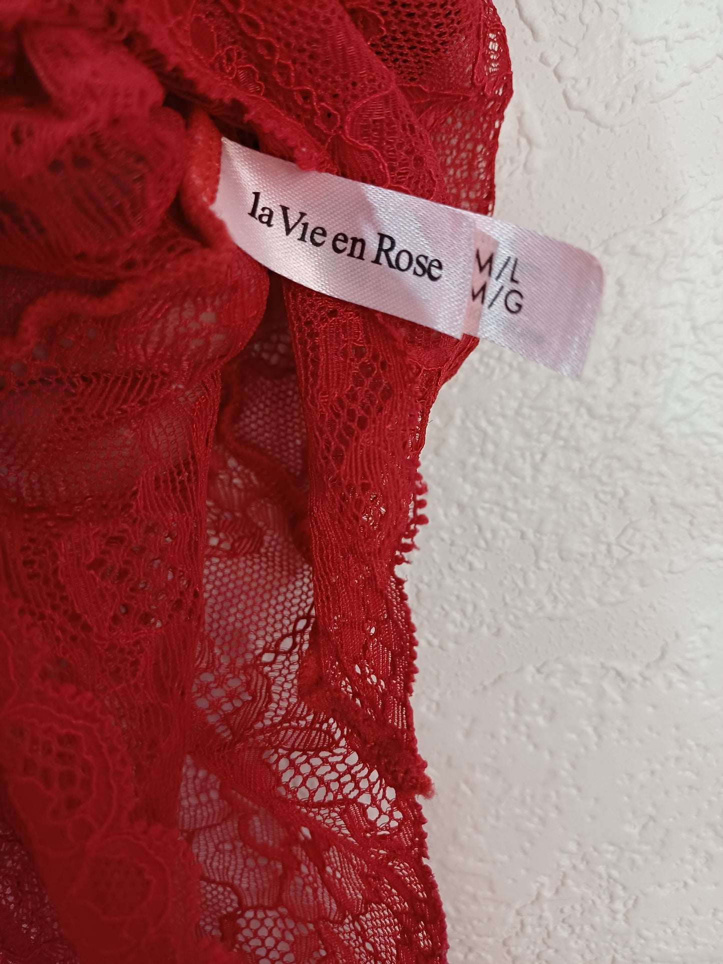 La Vie en Rose Red Lace Sheer Bodysuit M/L - Never Worn