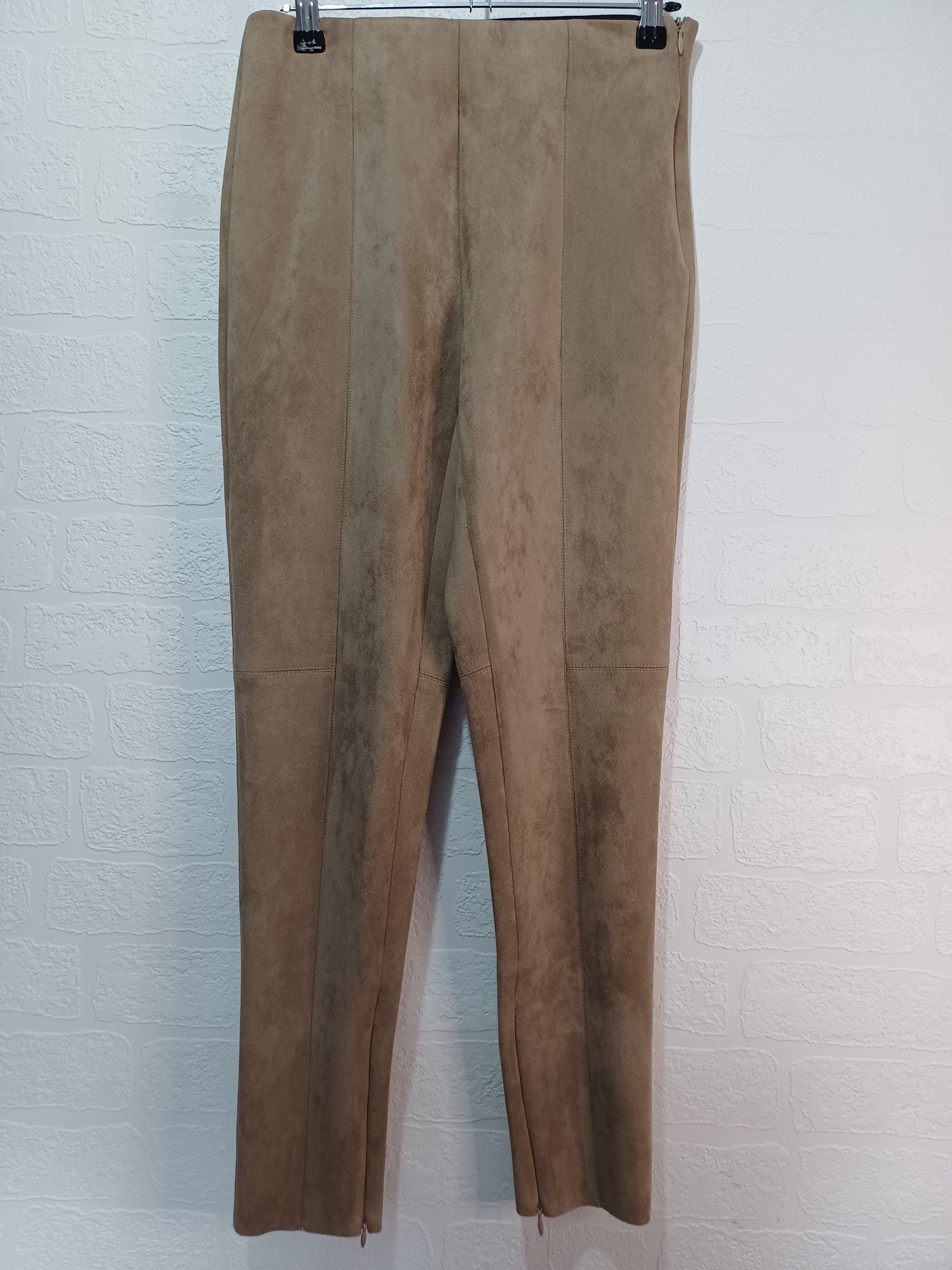 Zara Beige Tan Suede Style Trousers Small 26W 27L - Very Good Condition