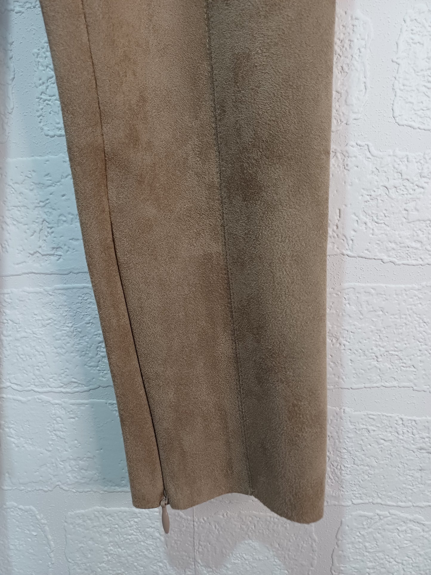 Zara Beige Tan Suede Style Trousers Small 26W 27L - Very Good Condition