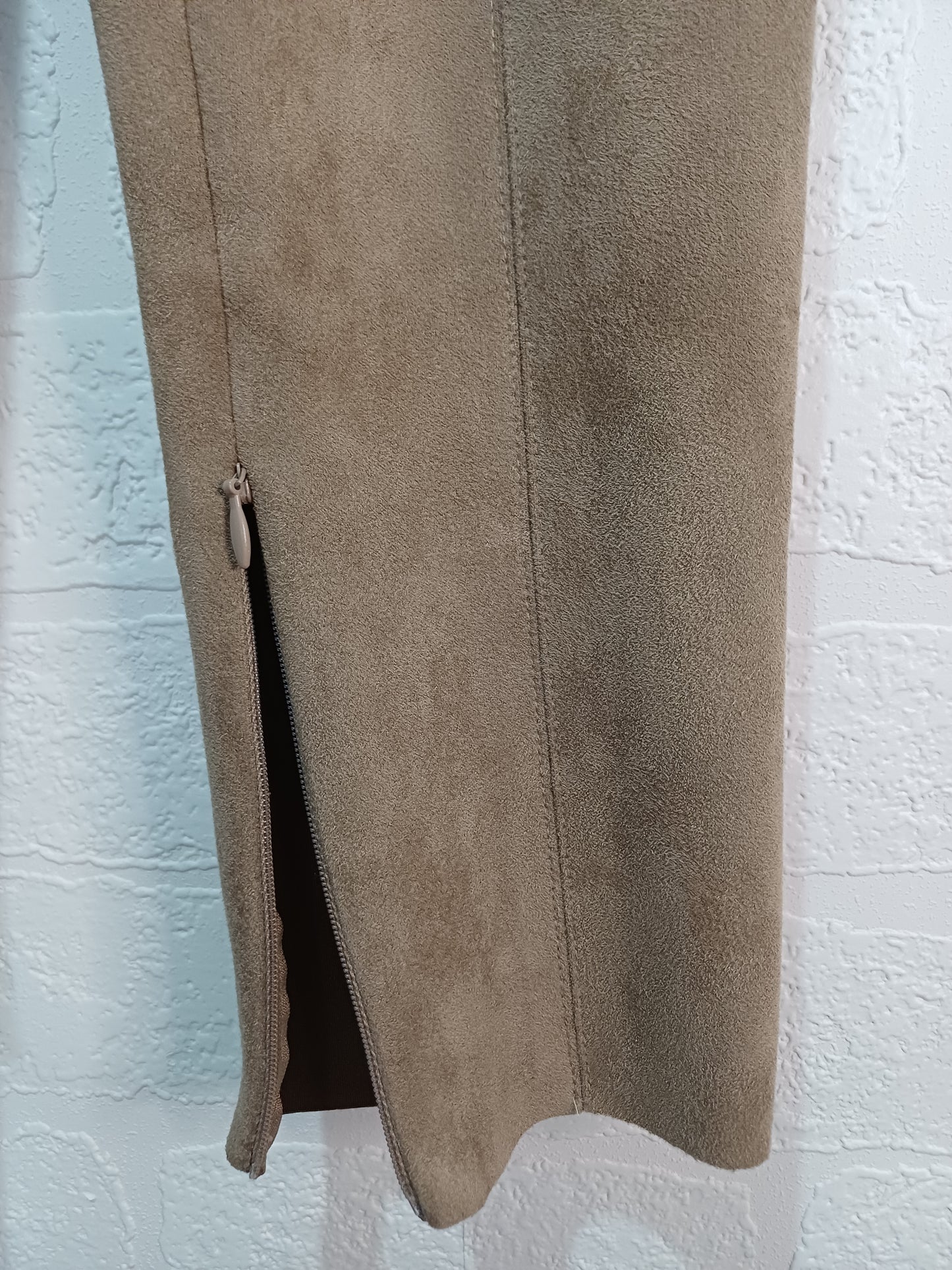 Zara Beige Tan Suede Style Trousers Small 26W 27L - Very Good Condition