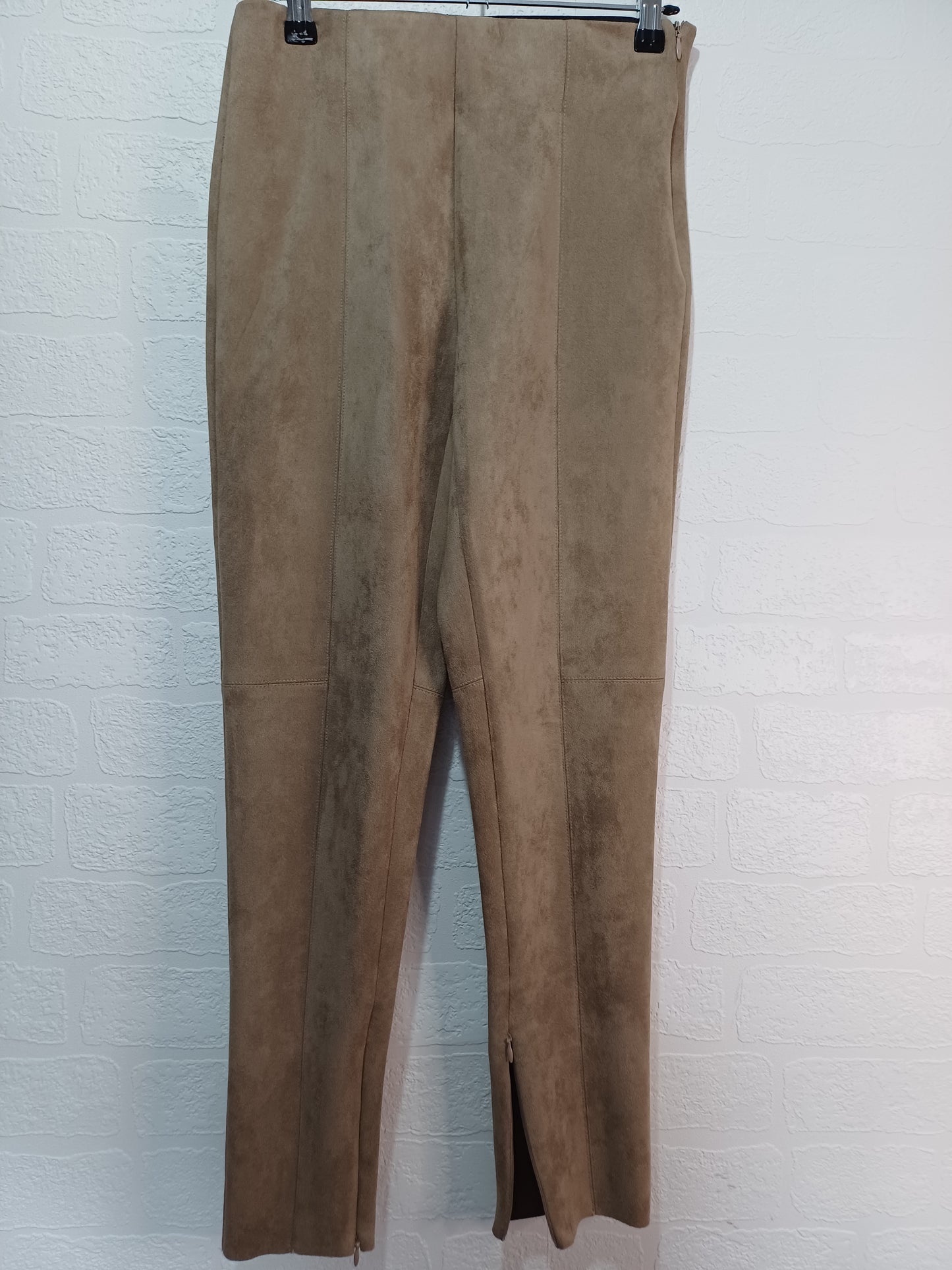 Zara Beige Tan Suede Style Trousers Small 26W 27L - Very Good Condition