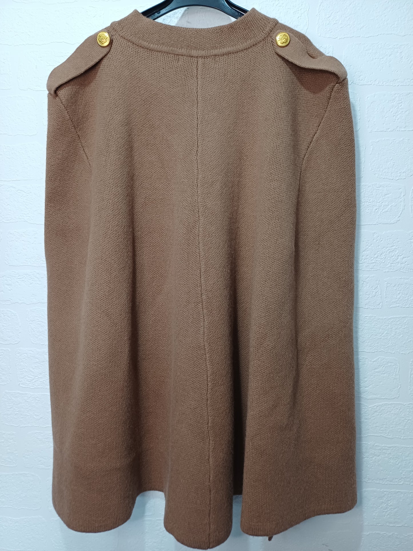 Malissa Brown Beige Poncho Cape One Size 30" Long - Very Good Condition