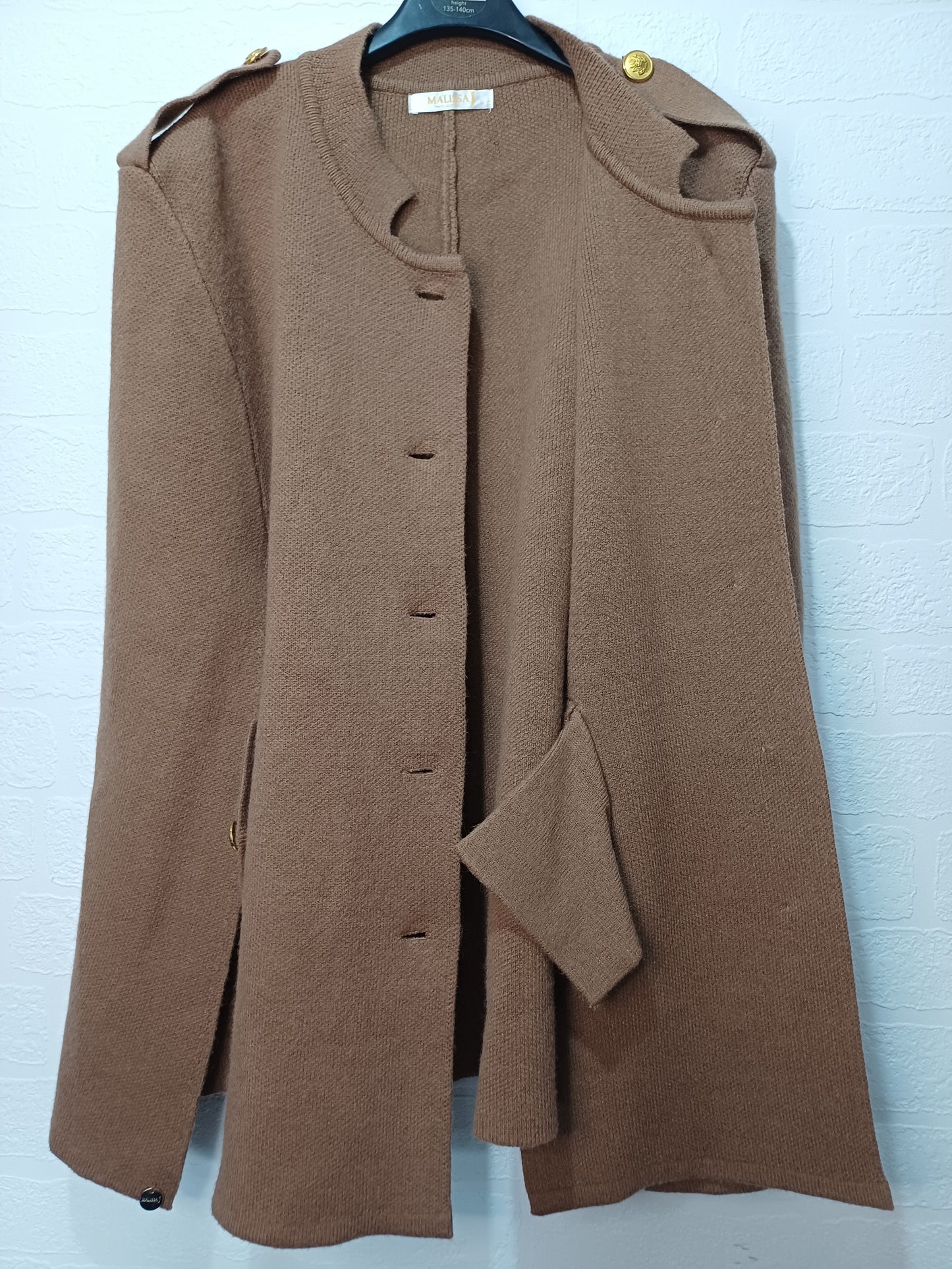 Malissa Brown Beige Poncho Cape One Size 30" Long - Very Good Condition