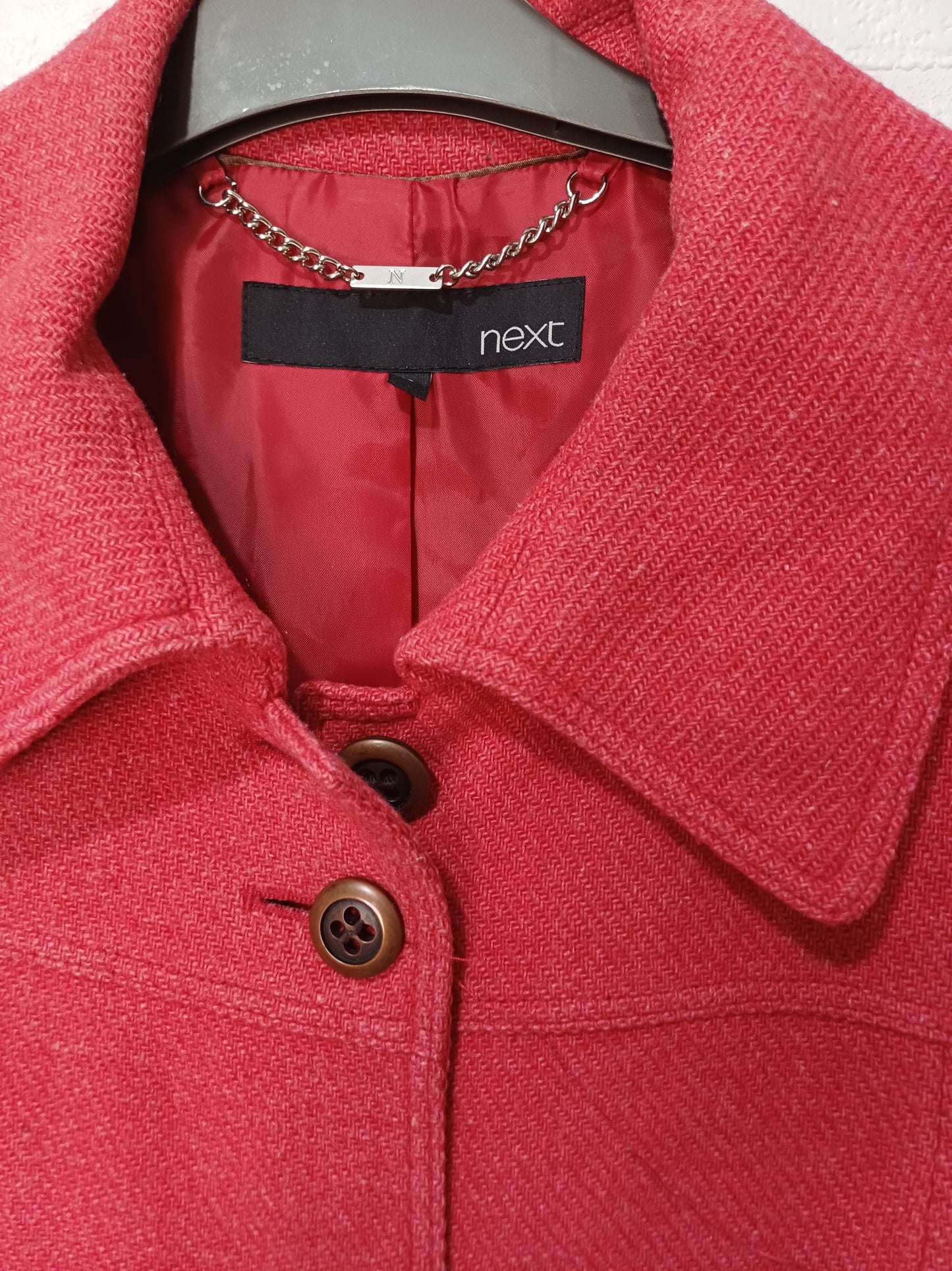 Next Red Mottled Big Button Jacket Size 12 19" PTP - Good Condition