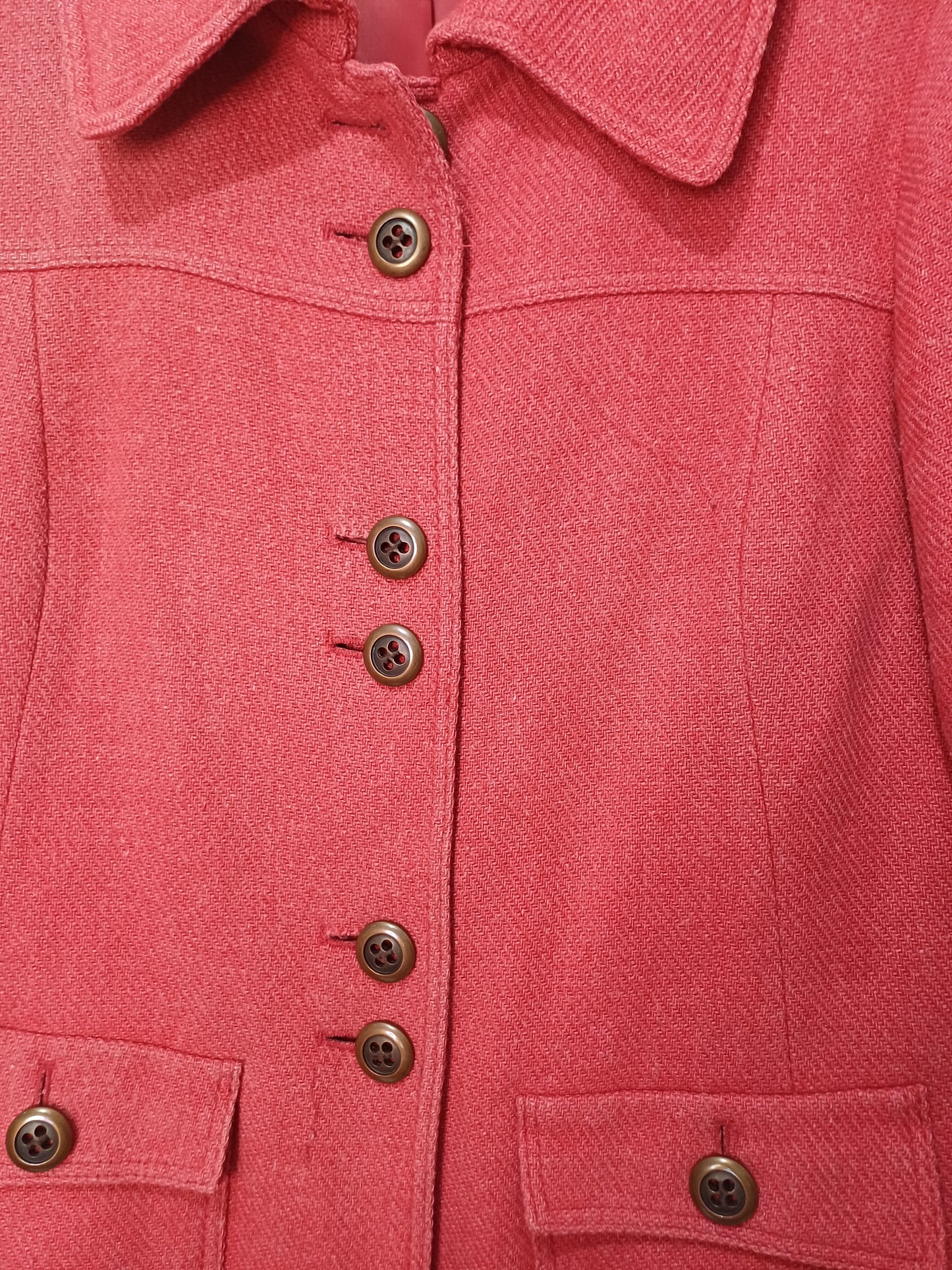 Next Red Mottled Big Button Jacket Size 12 19" PTP - Good Condition