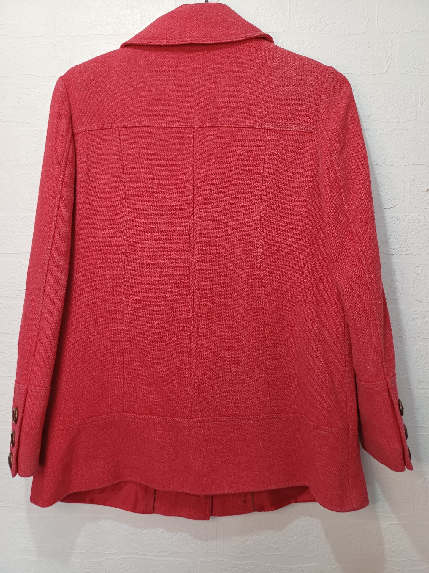 Next Red Mottled Big Button Jacket Size 12 19" PTP - Good Condition