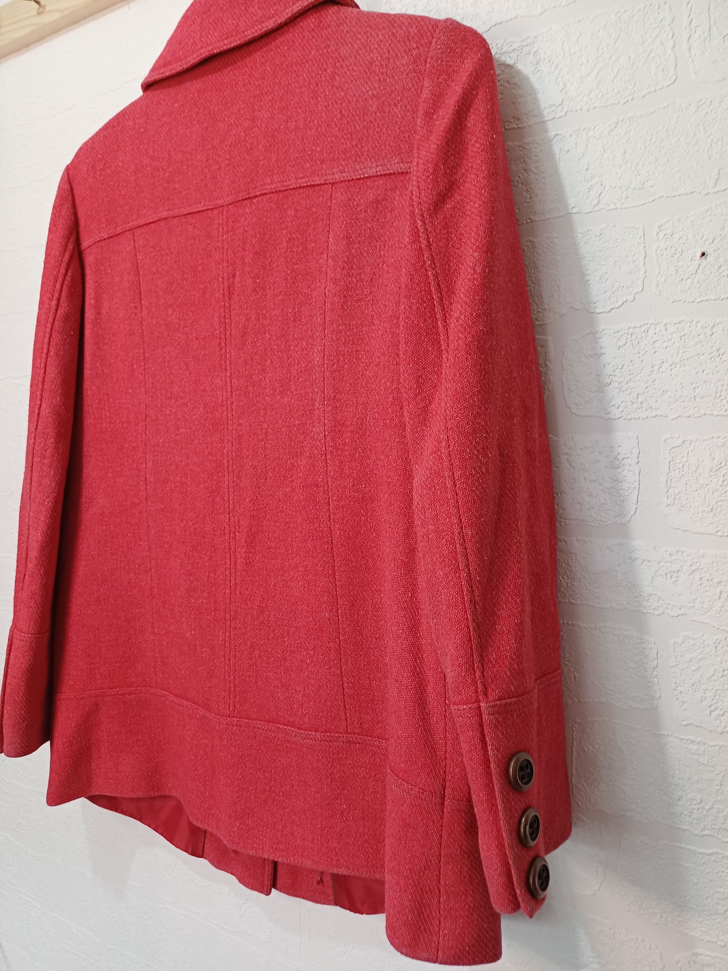 Next Red Mottled Big Button Jacket Size 12 19" PTP - Good Condition