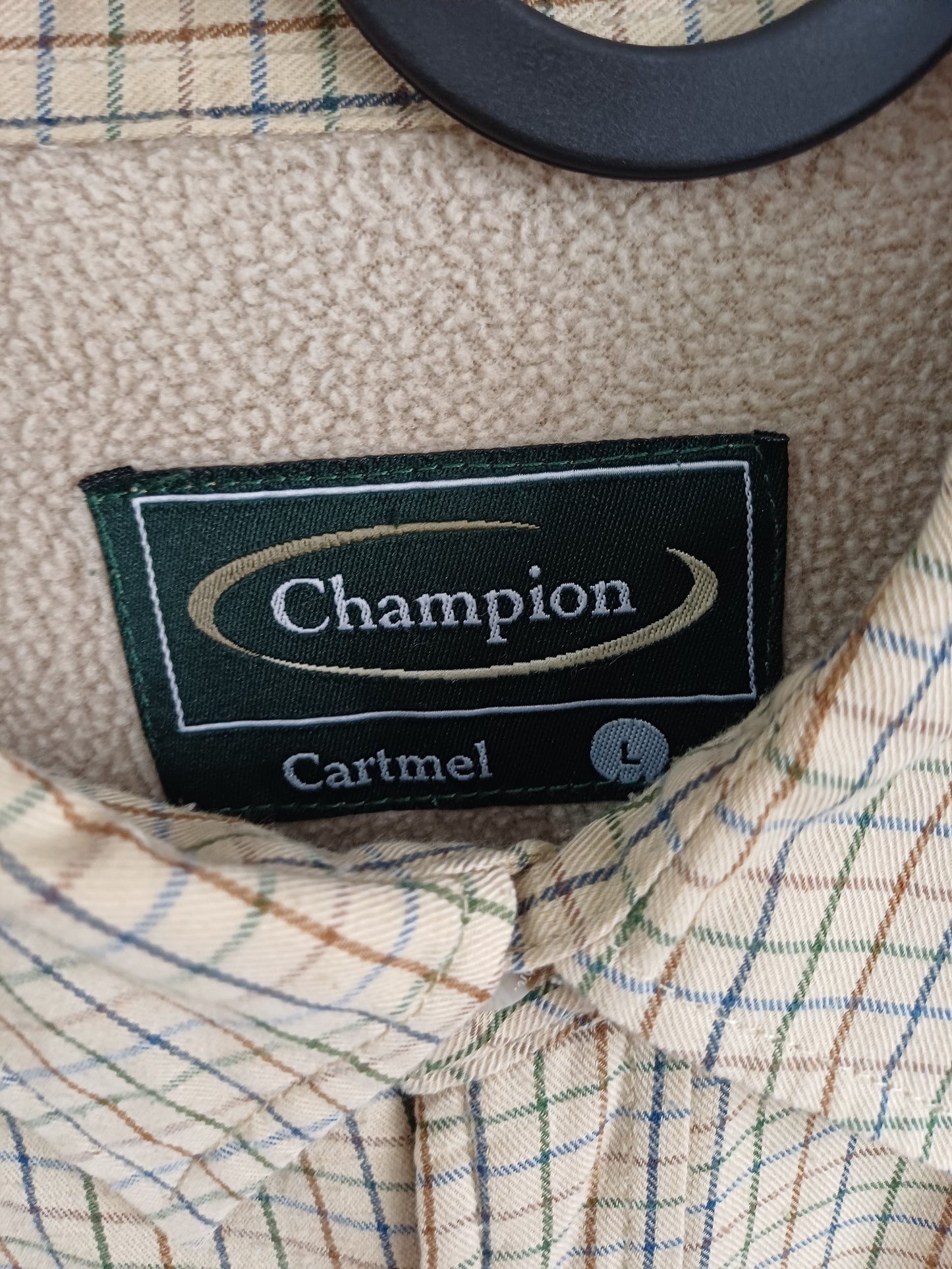 Champion Caramel Check Fleece-Lined Shirt Large 22" PTP - Very Good Condition