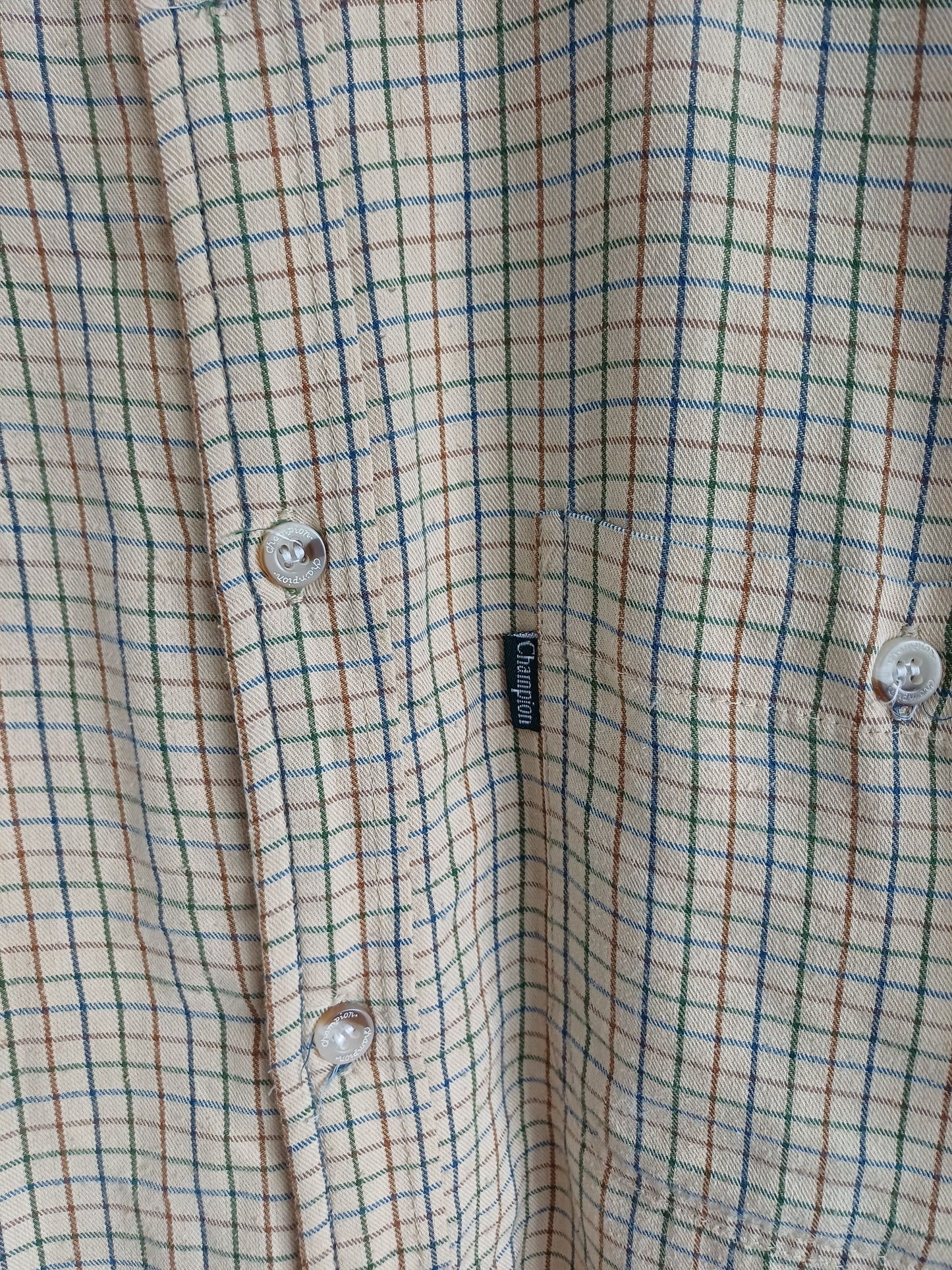 Champion Caramel Check Fleece-Lined Shirt Large 22" PTP - Very Good Condition