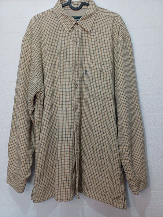 Champion Caramel Check Fleece-Lined Shirt Large 22" PTP - Very Good Condition
