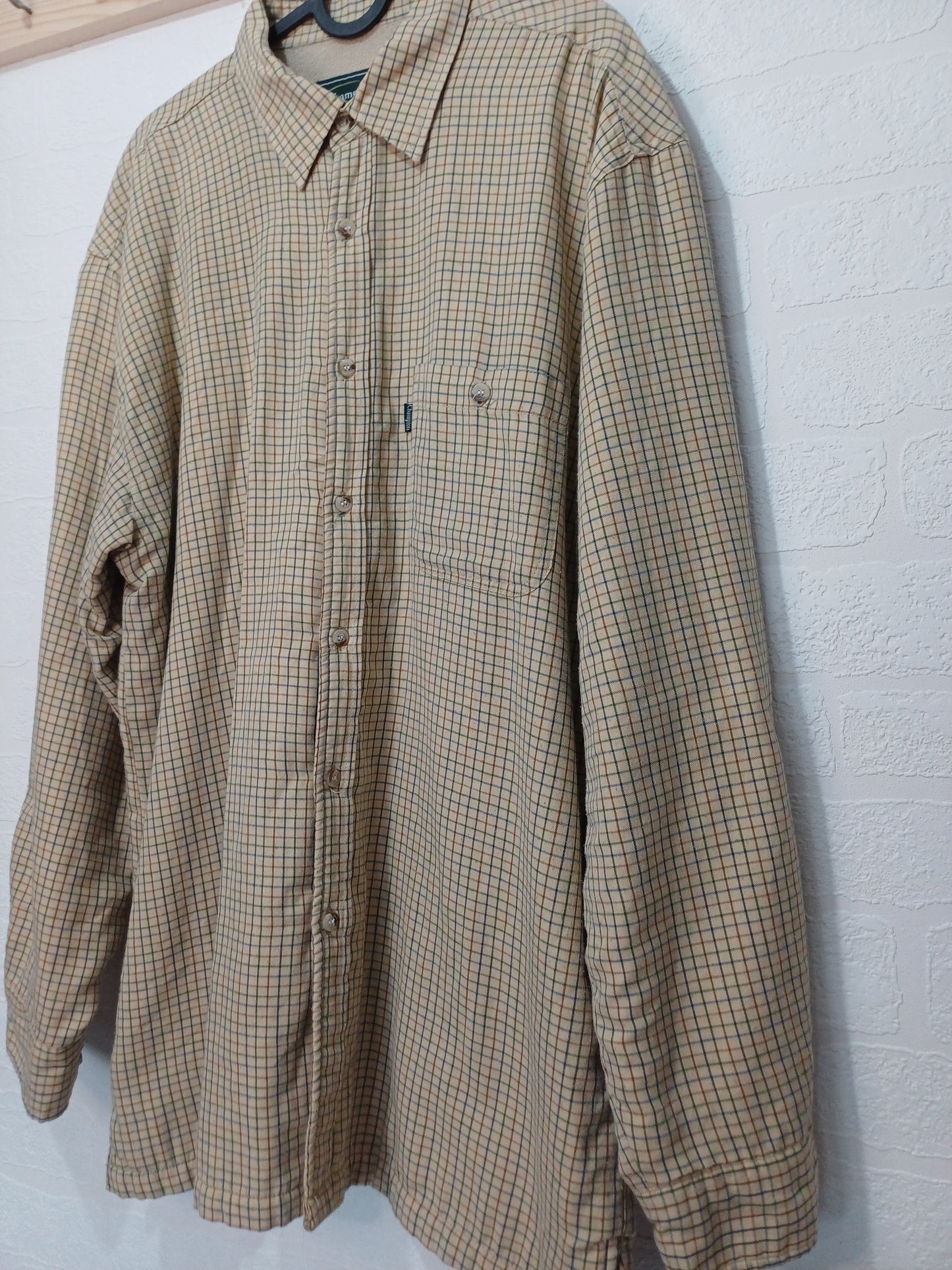 Champion Caramel Check Fleece-Lined Shirt Large 22" PTP - Very Good Condition