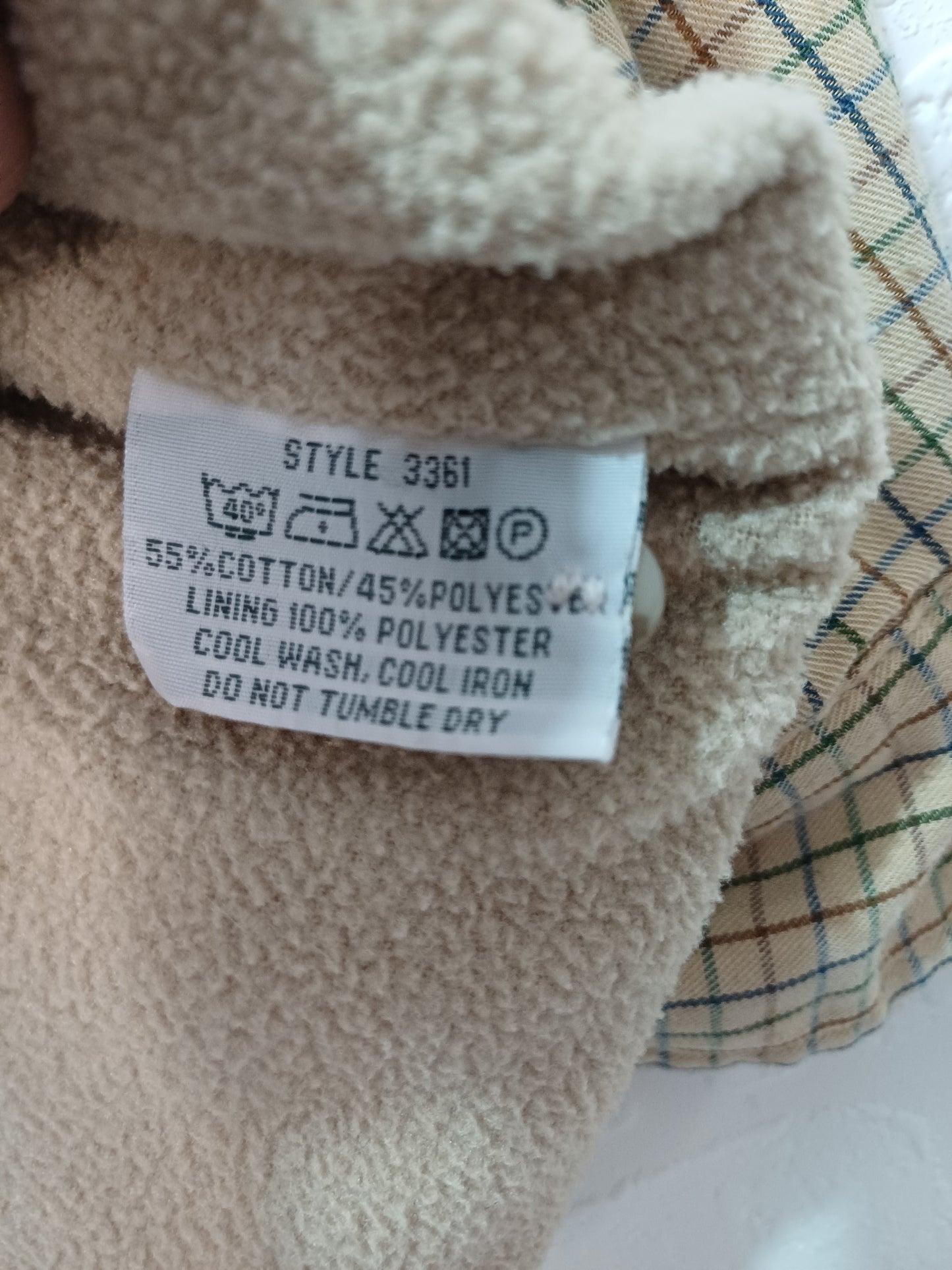 Champion Caramel Check Fleece-Lined Shirt Large 22" PTP - Very Good Condition