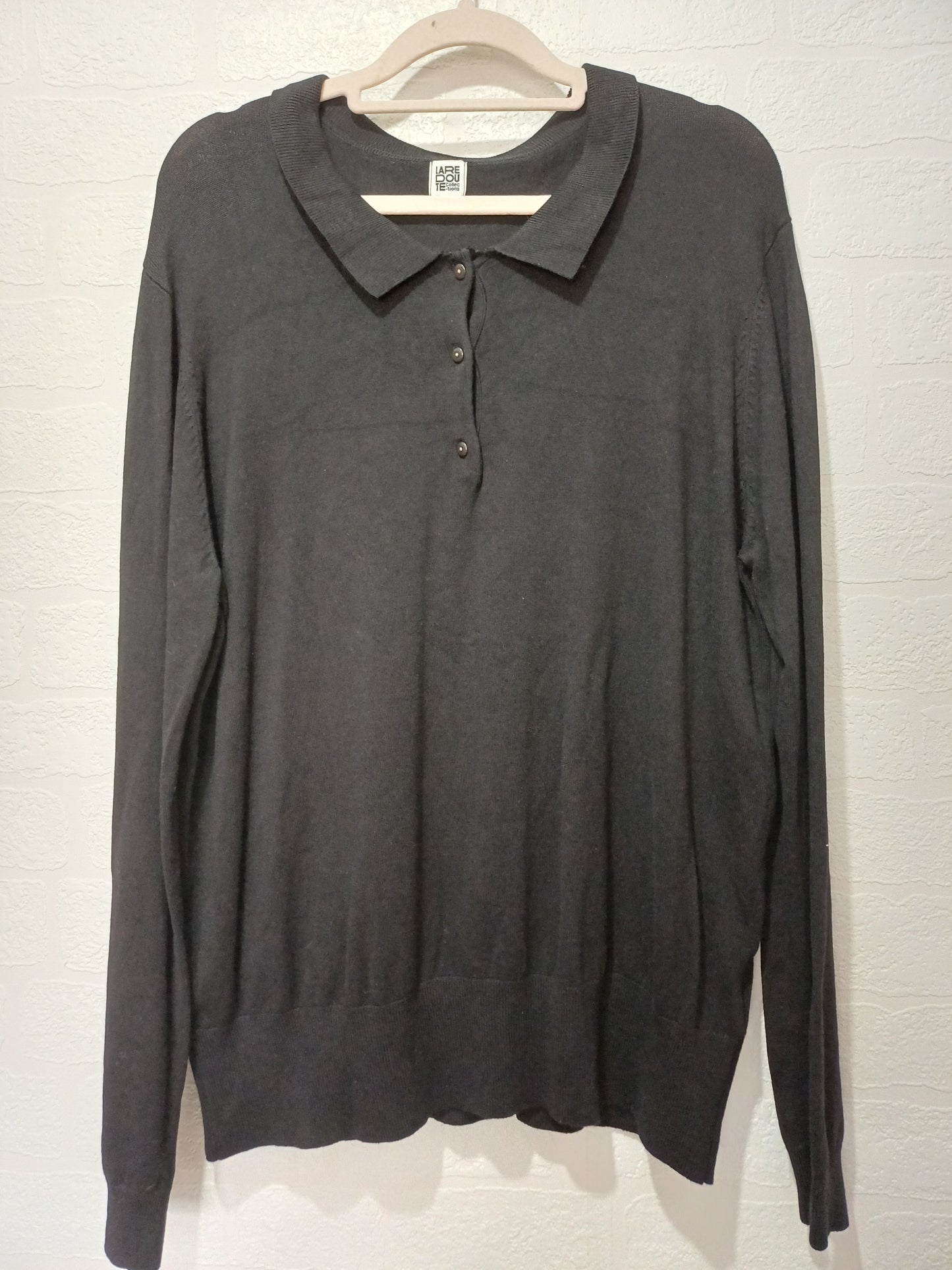 La Redoute Collections Black Collared Sweater Extra Large 23" PTP - Very Good Condition