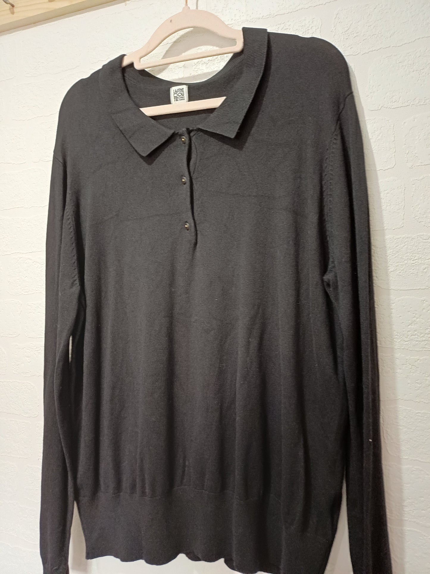 La Redoute Collections Black Collared Sweater Extra Large 23" PTP - Very Good Condition