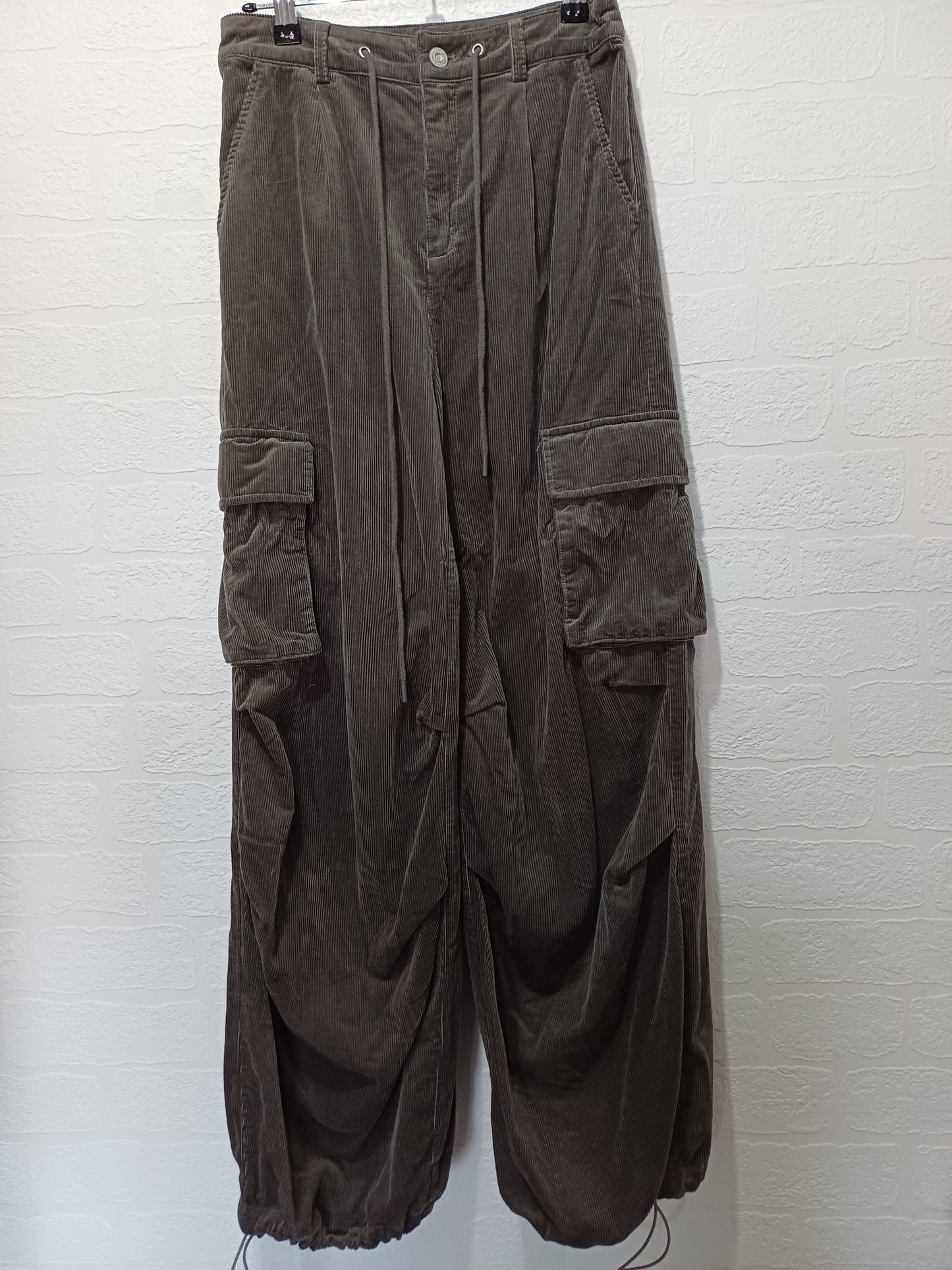 Moussy Charcoal Grey Cord Cargo Trousers Size 1 26W 28L - Good Condition