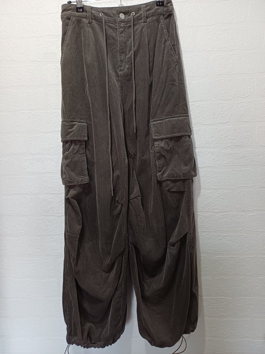 Moussy Charcoal Grey Cord Cargo Trousers Size 1 26W 28L - Good Condition