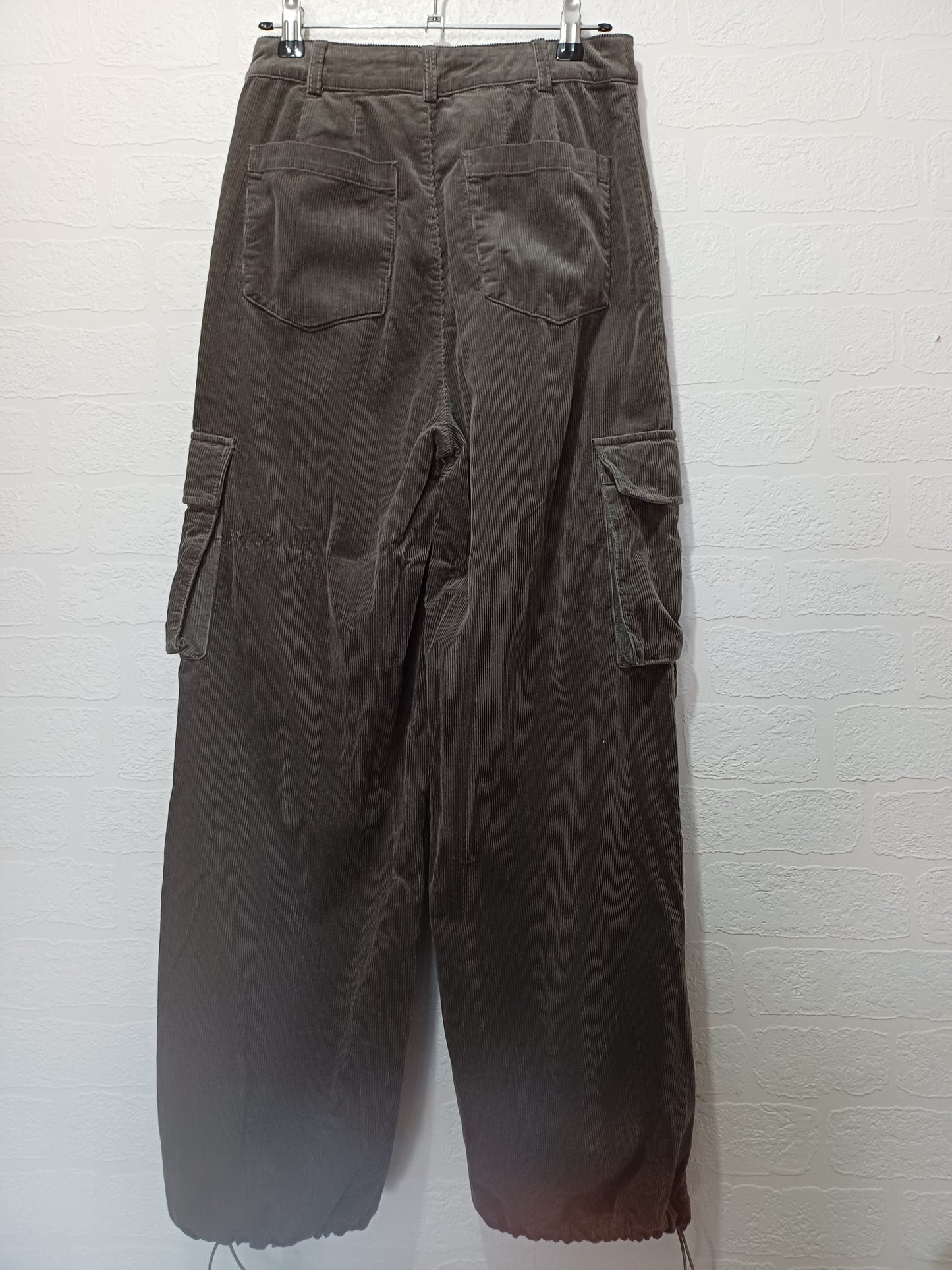 Moussy Charcoal Grey Cord Cargo Trousers Size 1 26W 28L - Good Condition