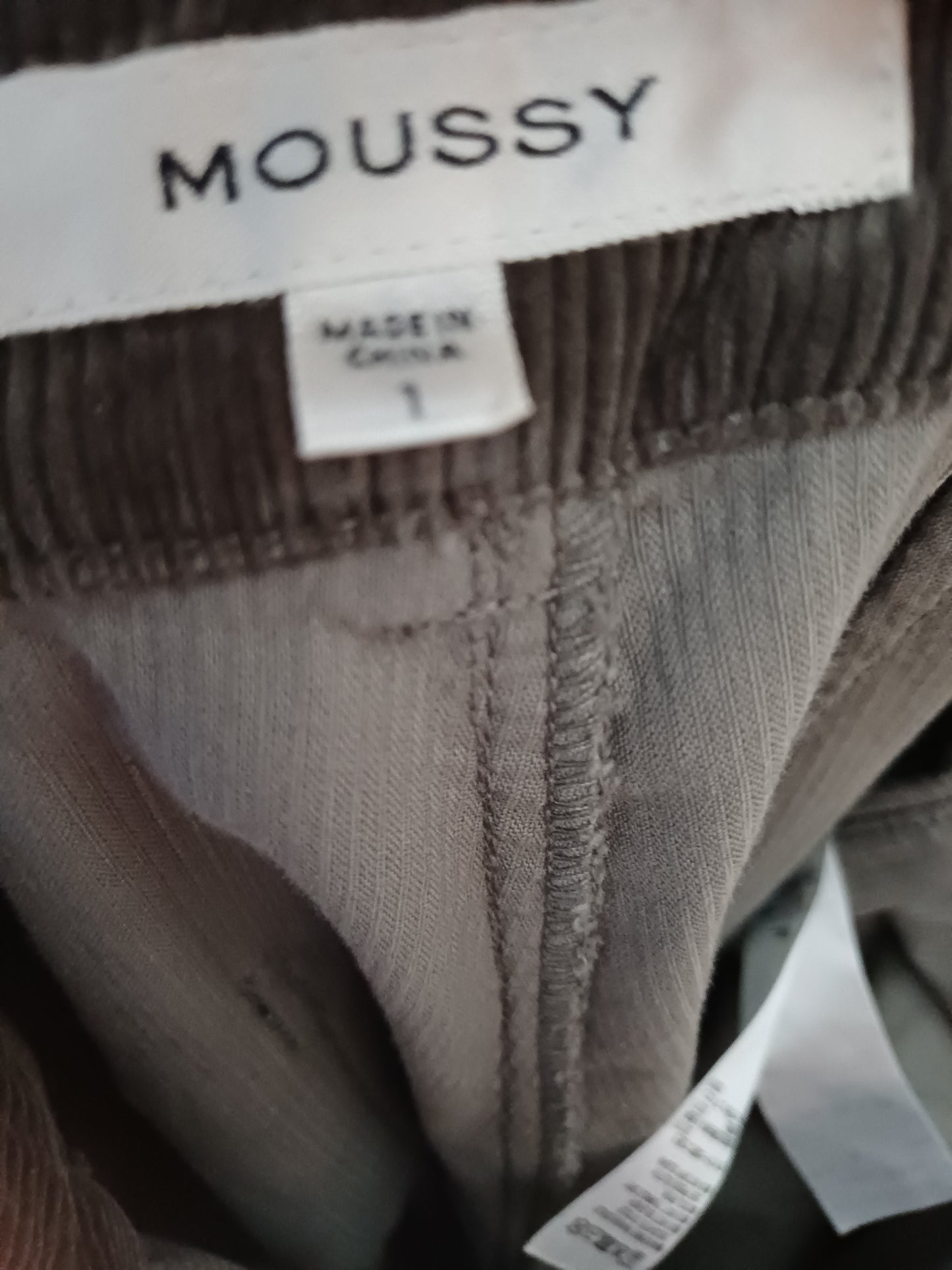 Moussy Charcoal Grey Cord Cargo Trousers Size 1 26W 28L - Good Condition