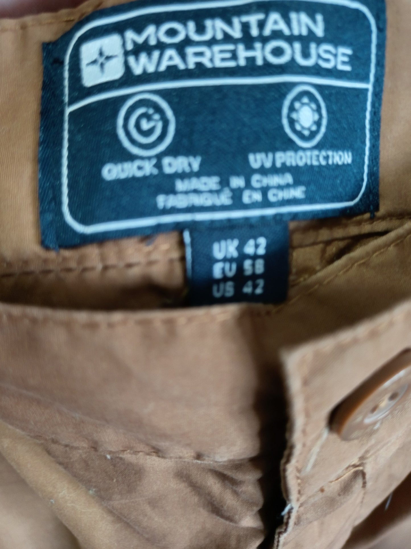 Mountain Warehouse Fudge Brown Men's Cargo Shorts 42W 23" - Very Good Condition