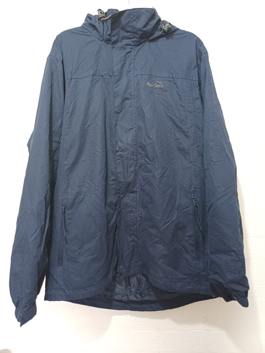 Peter Storm Navy Blue Zip Front Coat Large 23" PTP - Very Good Condition