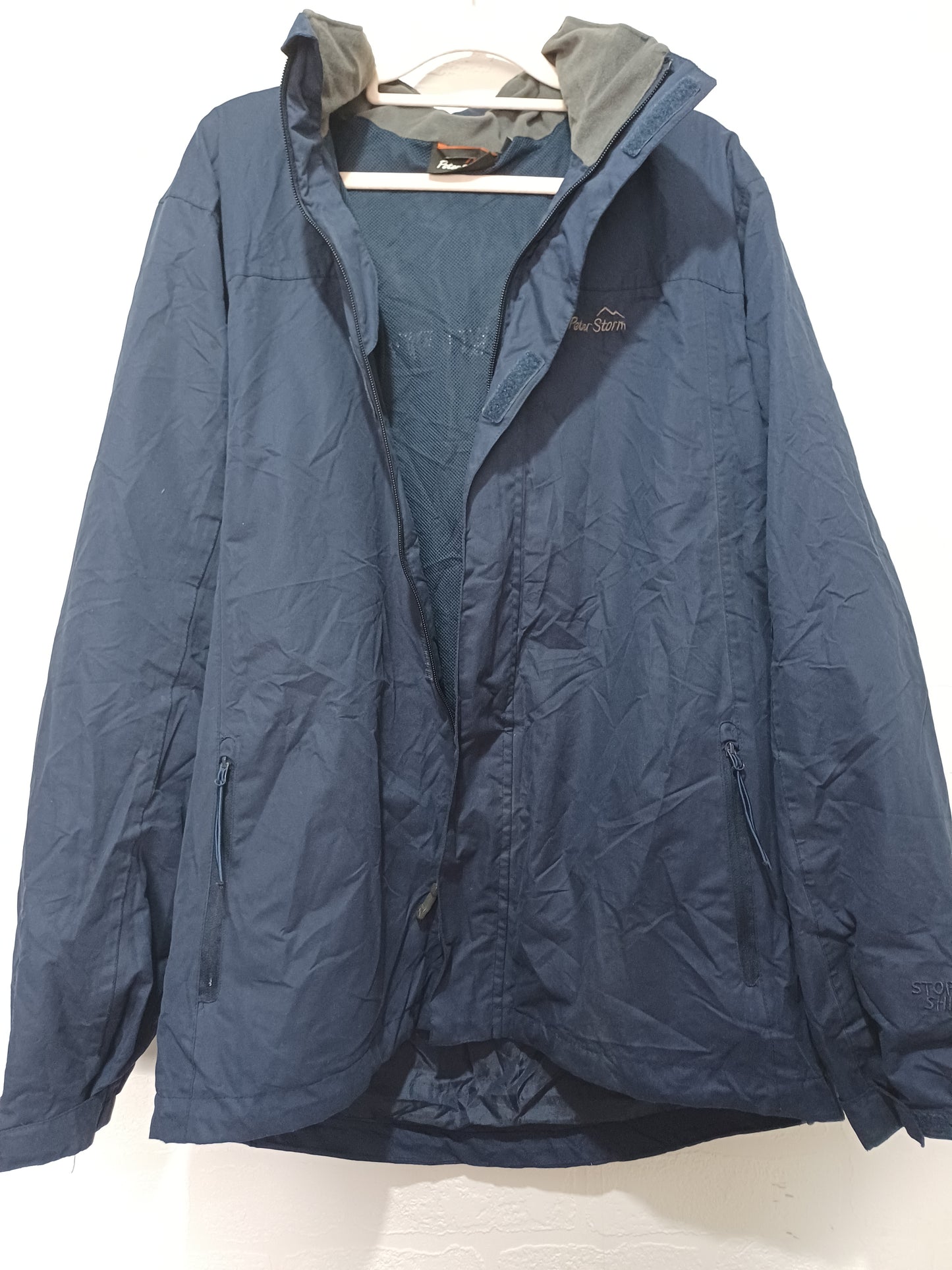 Peter Storm Navy Blue Zip Front Coat Large 23" PTP - Very Good Condition